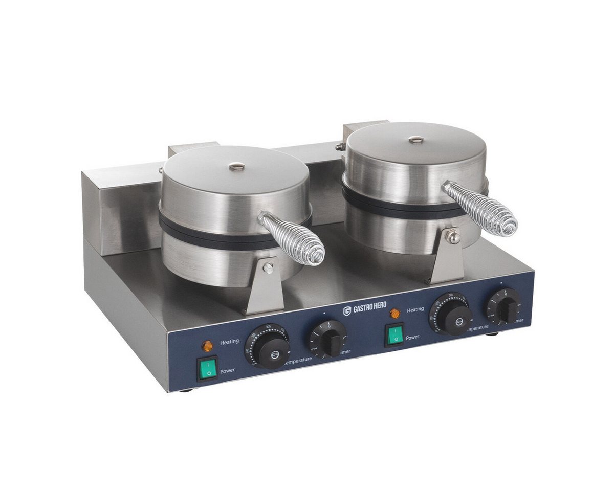 GastroHero 2-in-1-Kombi-Waffeleisen Doppel Waffeleisen rund 2x Ø18 cm Gastro Waffelgerät, 2600 W Bild 2