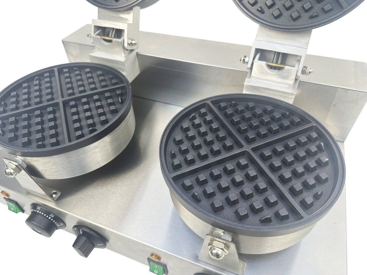 GastroHero 2-in-1-Kombi-Waffeleisen Doppel Waffeleisen rund 2x Ø18 cm Gastro Waffelgerät, 2600 W Bild 3