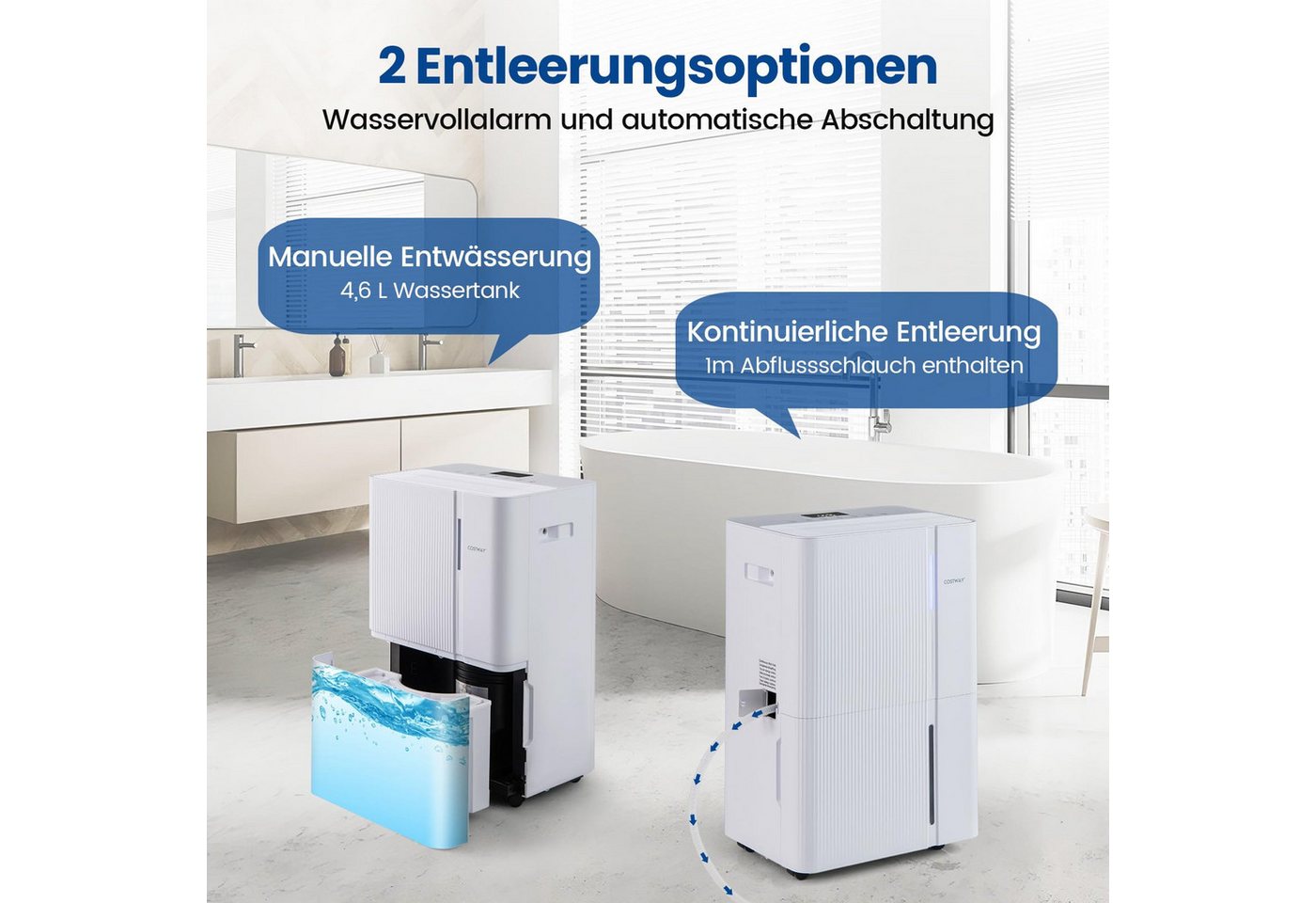 COSTWAY Luftentfeuchter, für 150 m³ Räume, Entfeuchtung 40 l/Tag, Tank 4.6 l Bild 5