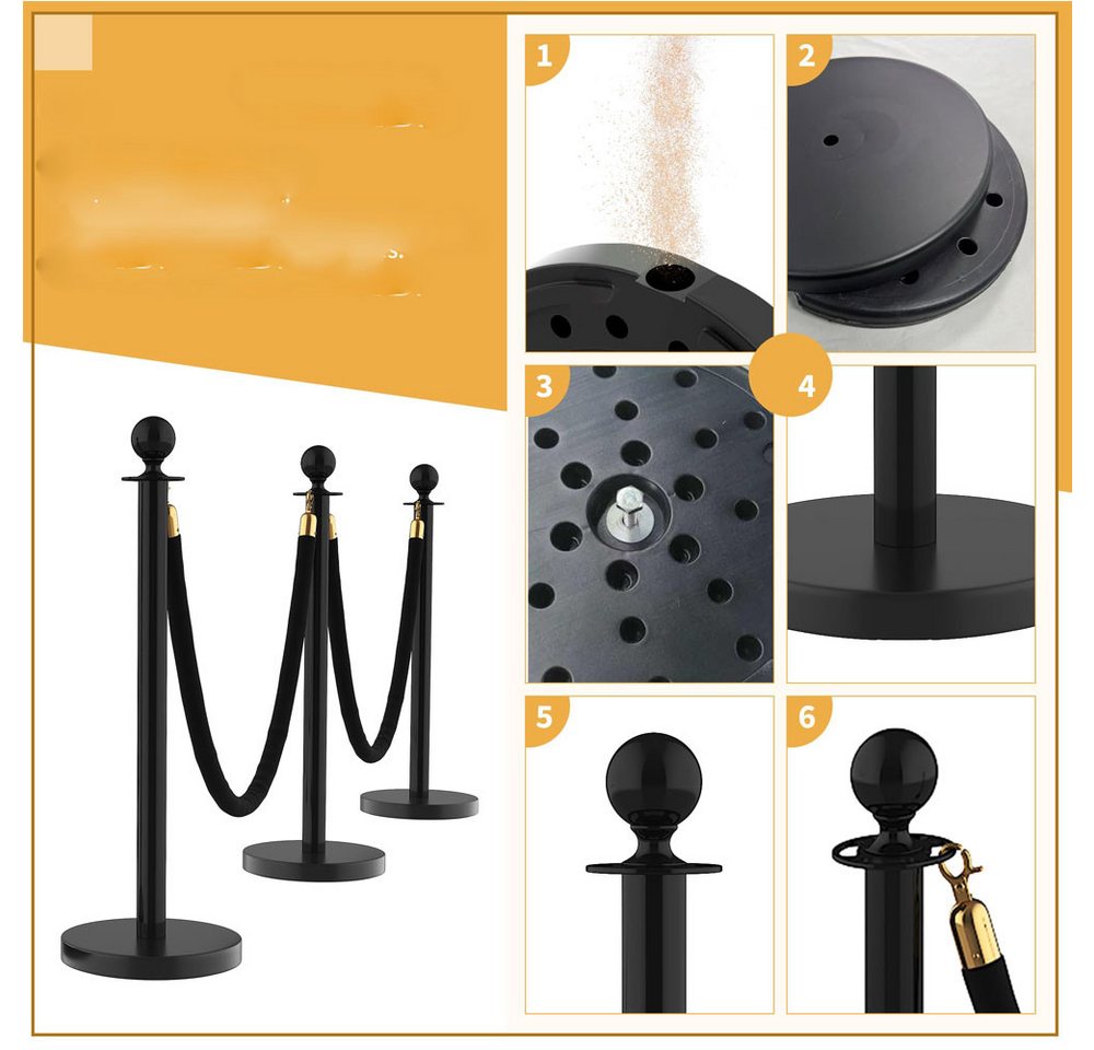 GarveeMore Absperrpfosten Stanchions und Samtseile Schwarze Stanchions Rückzugsgürtel Bild 3