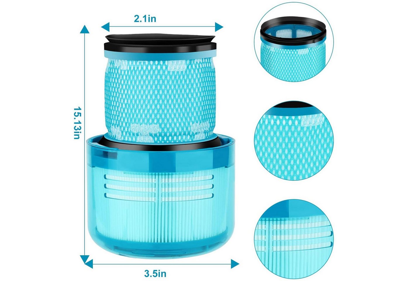 VERCO HEPA-Filter Ersatzfilter für Dyson V15, Zubehör für Für Dyson, Premium Hepa Ersatz Filter aus dem Zubehör 100% passgenau Bild 4