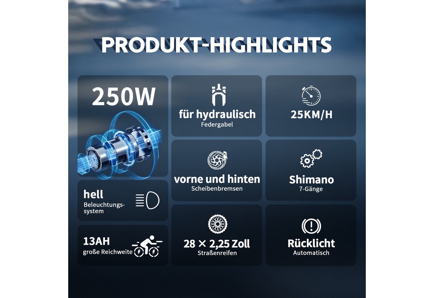 Onesport E-Bike Cityrad 28Zoll City-E-Bikes Elektrofahrrad für herren u.damen 468Wh E-Fahrrad, Kettenschaltung, Heckmotor, 468 Wh, Pedelec mit Scheibenbremsen, hydraulischer Federgabel & 28" Reifen Bild 2