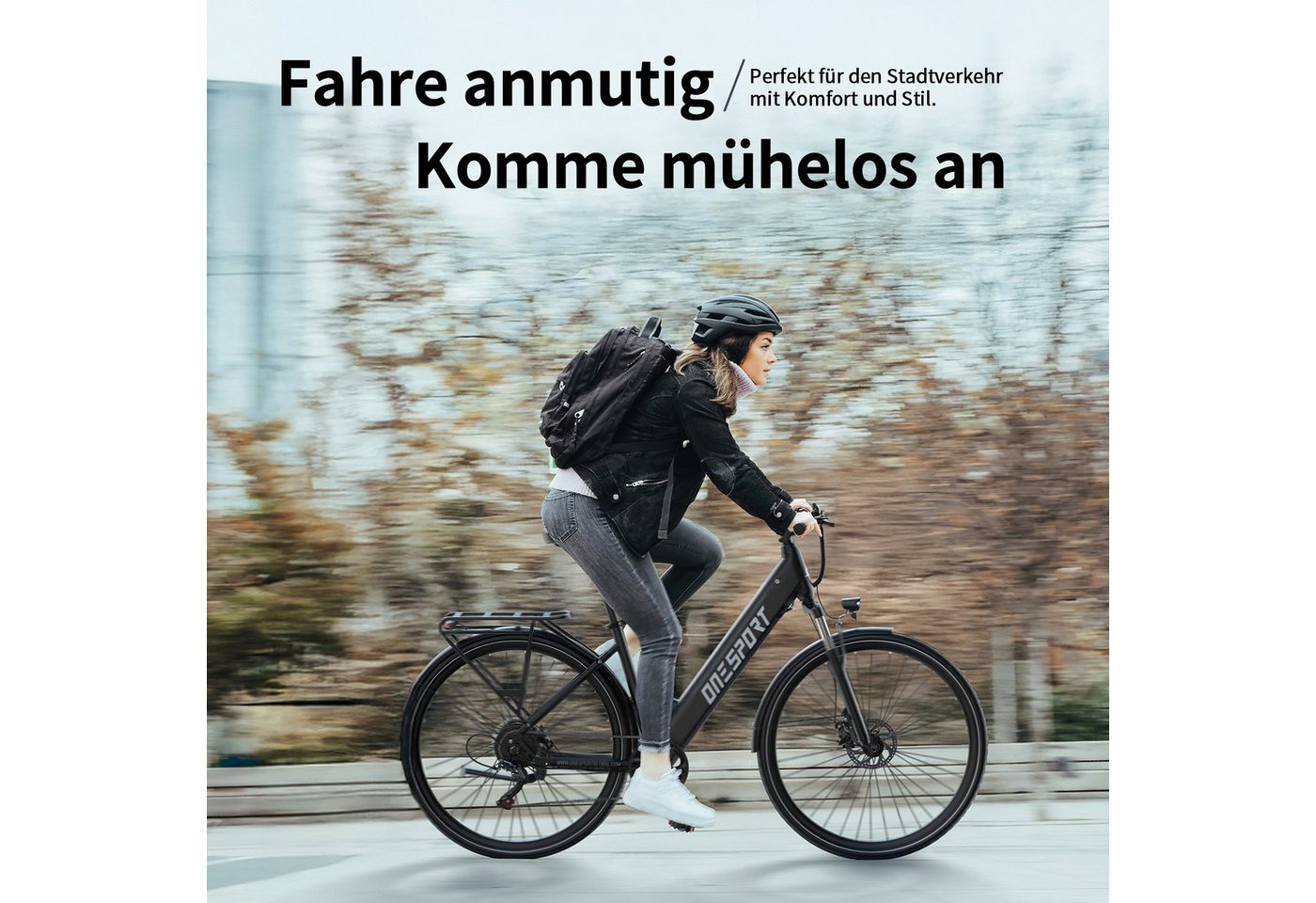 Onesport E-Bike Cityrad 28Zoll City-E-Bikes Elektrofahrrad für herren u.damen 468Wh E-Fahrrad, Kettenschaltung, Heckmotor, 468 Wh, Pedelec mit Scheibenbremsen, hydraulischer Federgabel & 28" Reifen Bild 3