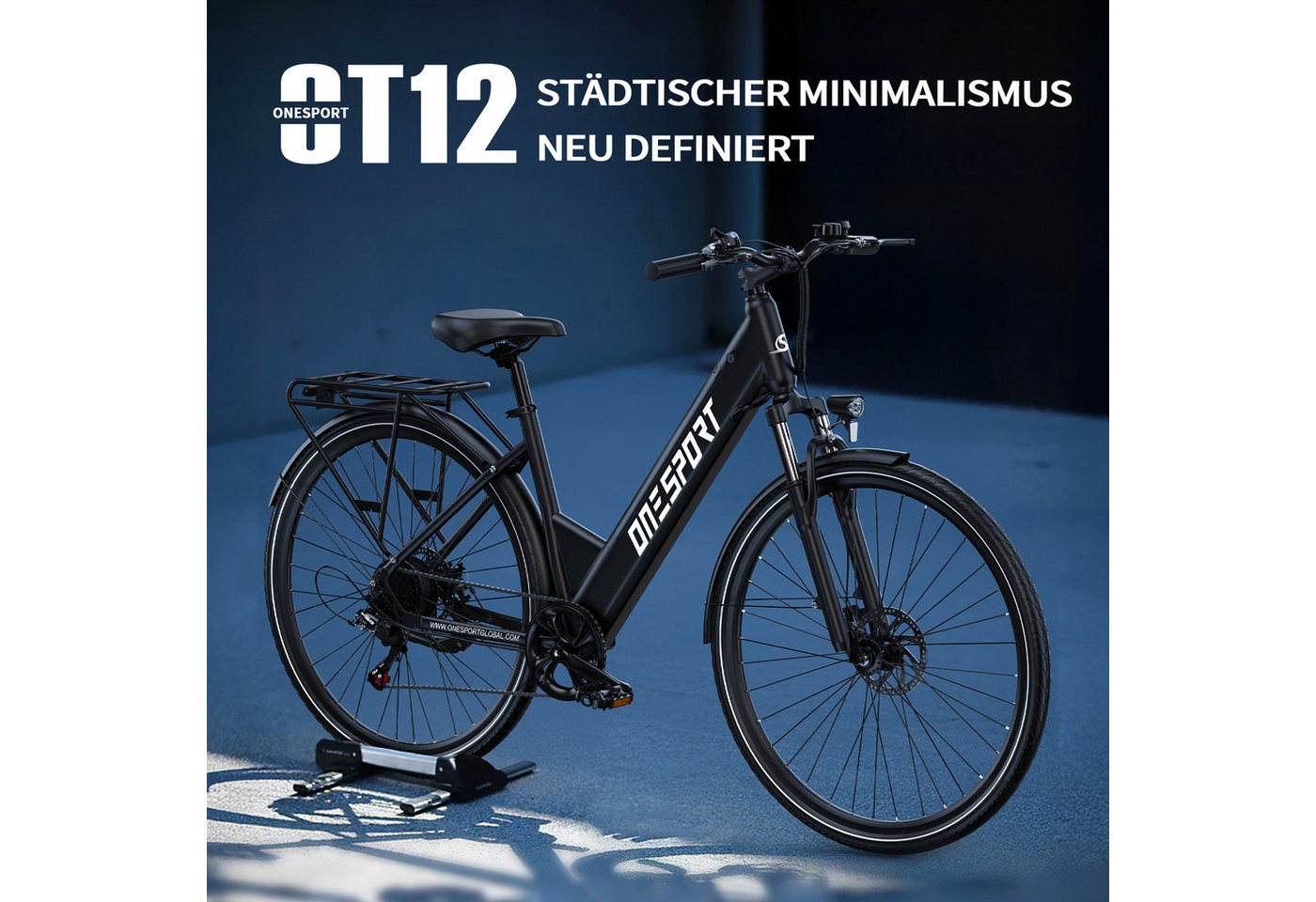 Onesport E-Bike Cityrad 28Zoll City-E-Bikes Elektrofahrrad für herren u.damen 468Wh E-Fahrrad, Kettenschaltung, Heckmotor, 468 Wh, Pedelec mit Scheibenbremsen, hydraulischer Federgabel & 28" Reifen Bild 4