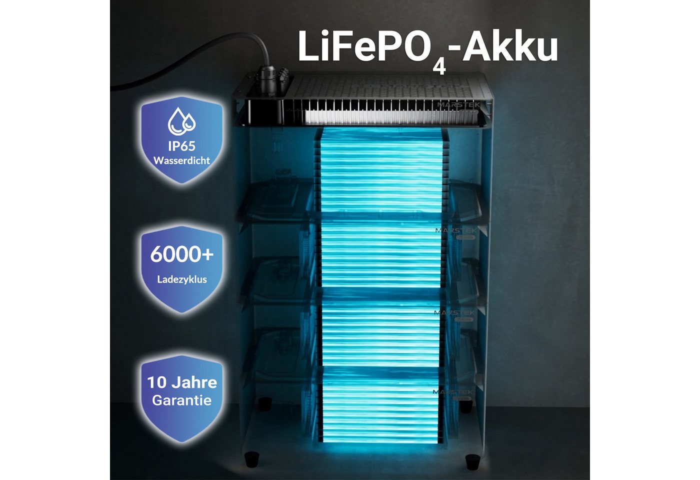 Marstek JUPITER C+ Erweiterungsbatterie – 2,56 kWh Speicher, Plug & Play Stromspeicher Marstek JC+ Erweiterungsbatterie 50000 mAh, 2,56 kWh LiFePO₄ Erweiterungsmodul, stapelbar, >6000 Zyklen, IP65.