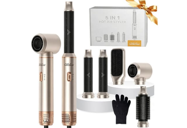 UKLISS Multihaarstyler Hairstyler 5-in-1-Luftstyler, Lockenstab, Föhn, Glättbürste, Multistyler, Rundbürste, Geschenke