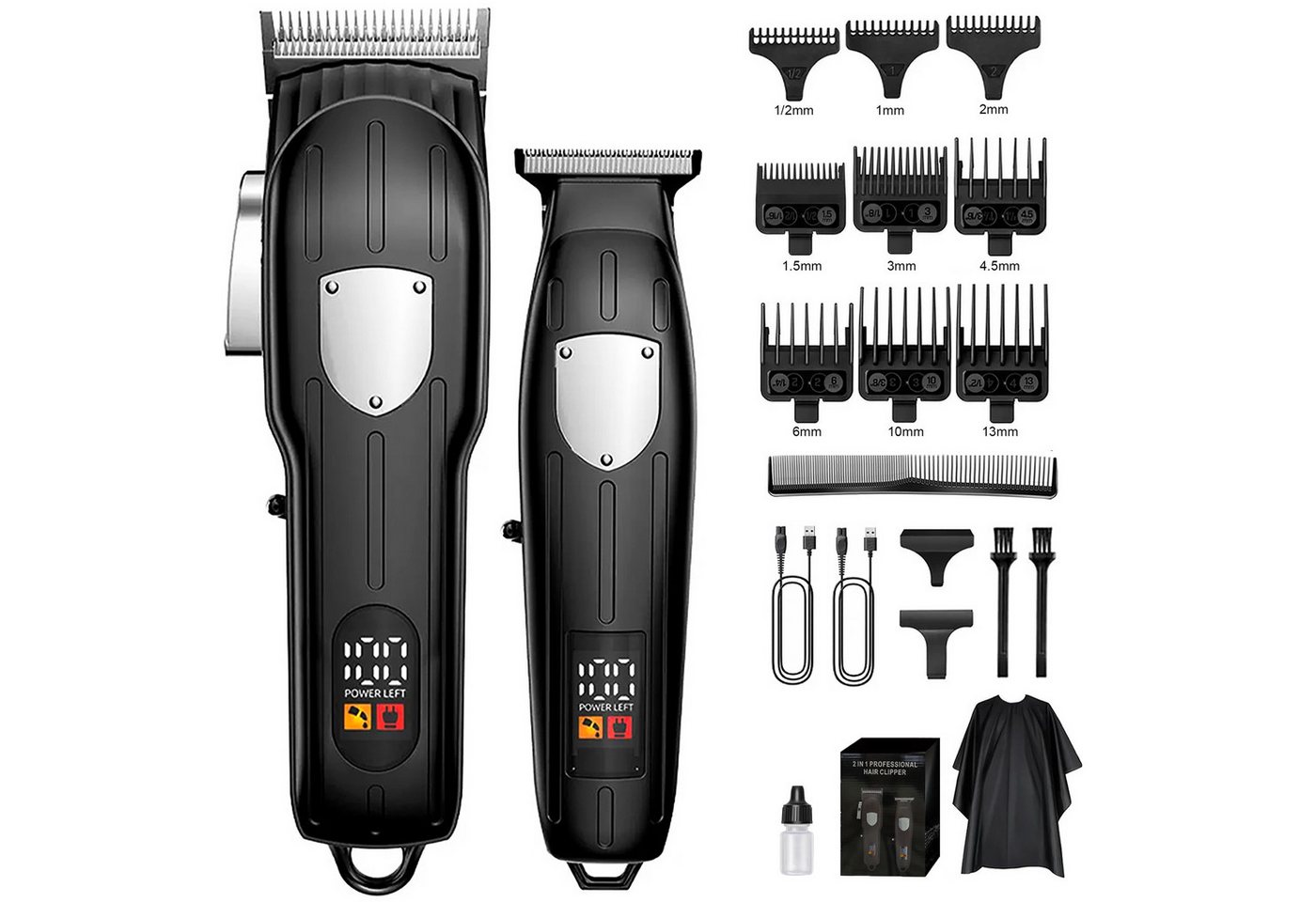 Luckice Haarschneider Herren Haarschneidemaschine-Set mit Profi-Clipper & T-Klingen-Trimmer, LED-Display, 4-fach Hebelverstellung, USB-Ladung und Zubehör, Bartschneider,Geschenkset für Herren,Vatertagsgeschenk Bild 5