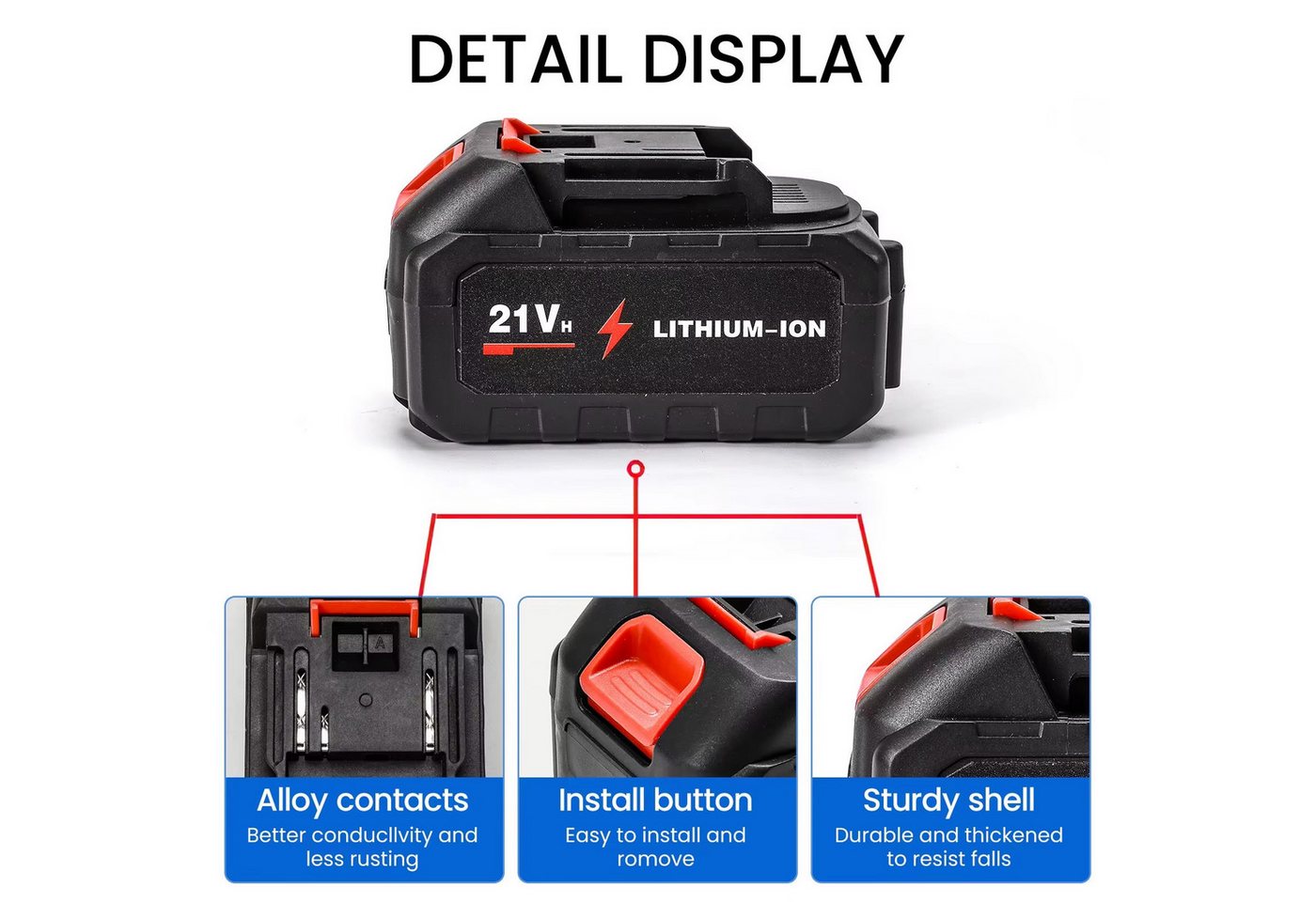 Athlix 2er Pack Ersatzakkus für Makita 21V 6500mAh mit Ladegerät Akku 6500 mAh (21 V), Robustes, stoßgeschütztes Gehäuse - Tiefentladungsschutz