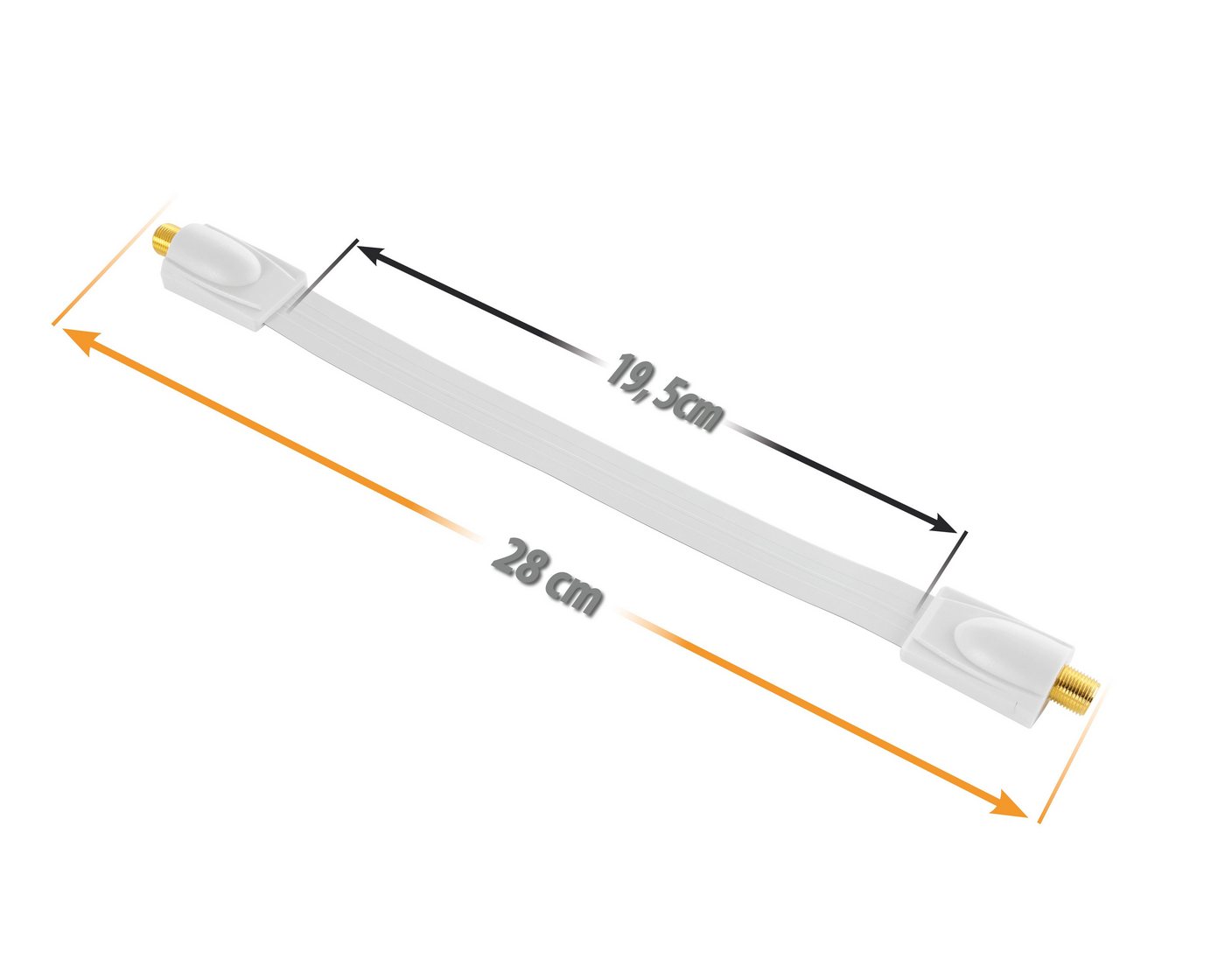 Poppstar SAT Fensterdurchführung (Koax Kabel flach 0,2mm) für Fenster & Türen SAT-Kabel, (28 cm), vergoldete Kontakte, weiß