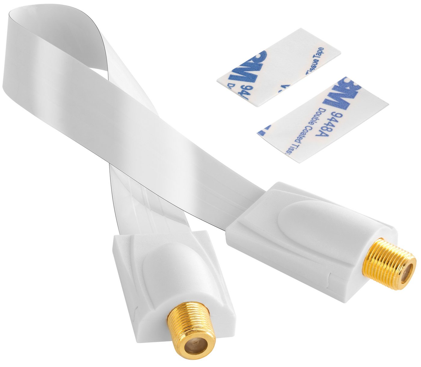 Poppstar SAT Fensterdurchführung (Koax Kabel flach 0,2mm) für Fenster & Türen SAT-Kabel, (28 cm), vergoldete Kontakte, weiß Bild 5