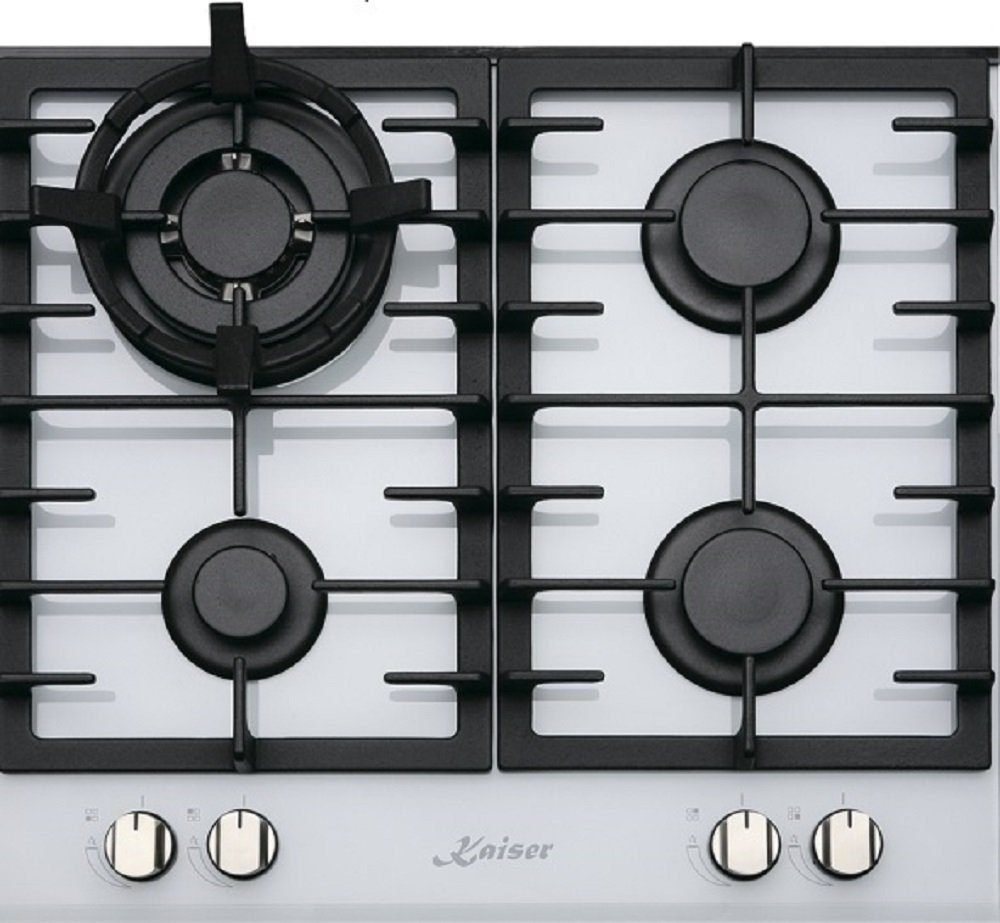 Kaiser Küchengeräte Gas-Kochfeld, Kochfeld Weiß Glas, Einbau Herd, 3,8kW WOK,Erdgas Fl.Gas Bild 2