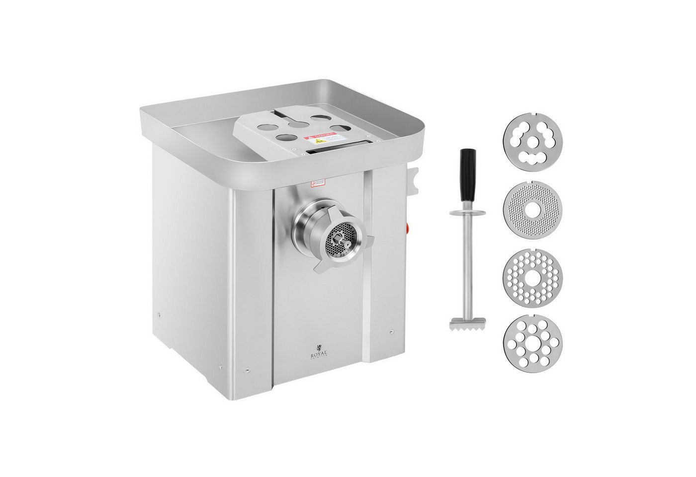 Royal Catering Fleischwolf 800 kg/h Elektrisch Gastro Profi Edelstahl Rücklauf Metallgetriebe, 1500 W, 400 V Bild 4