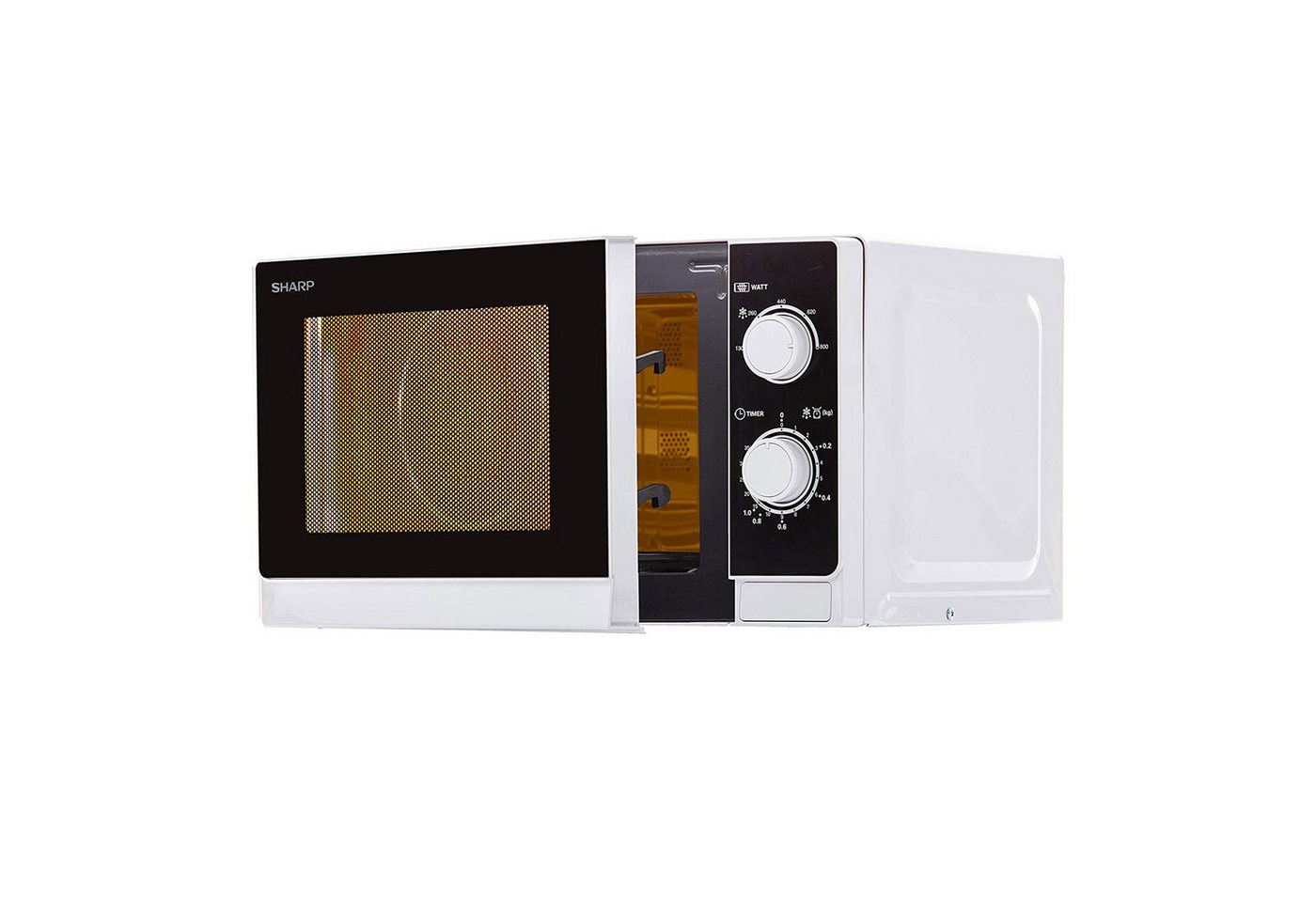 Sharp Mikrowelle R-200INW, 20 Liter, 5 Leistungsstufen, Glas-Drehteller, Auftauen nach Gewicht Bild 3