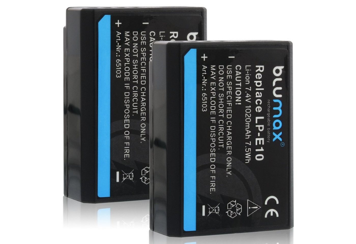 Blumax 2x LP-E10 EOS 1100D 1200D 1300D 2000D 1020 mAh Kamera-Akku Bild 4