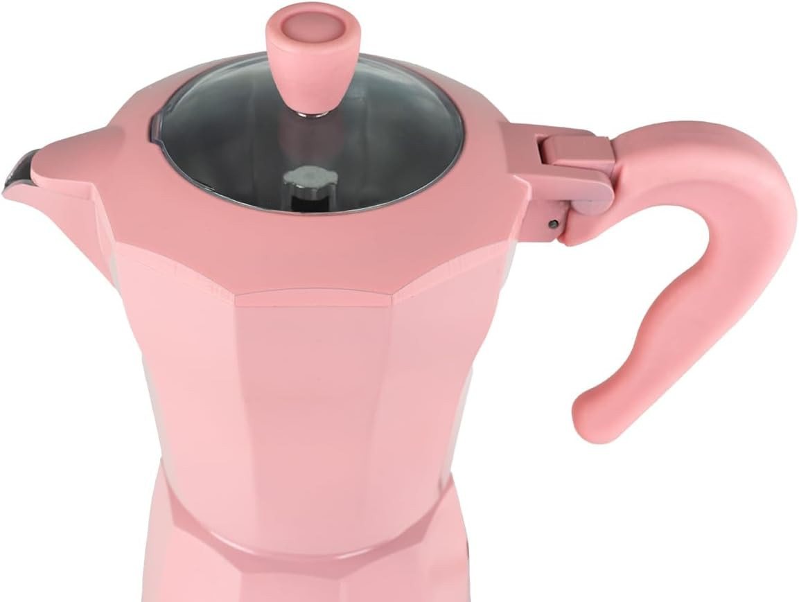 Jocca Espressomaschine Rosa Kaffeemaschine für 6 Tassen und Warmhaltefunktion, Moderner Stil, Campingtauglich, Einfache Handhabung, 480W Bild 4