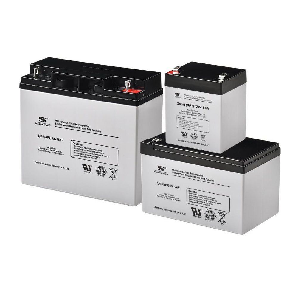 Sunstone Power 12 Volt Batterie 9AH AGM Stromspeicher Aufladbare Akku für Alarmanlage Bleiakkus SPT12-9 9000 mAh (12 V), Auslaufsicher und wartungsfrei, geringe Selbstentladung (3% / Monat) Bild 3
