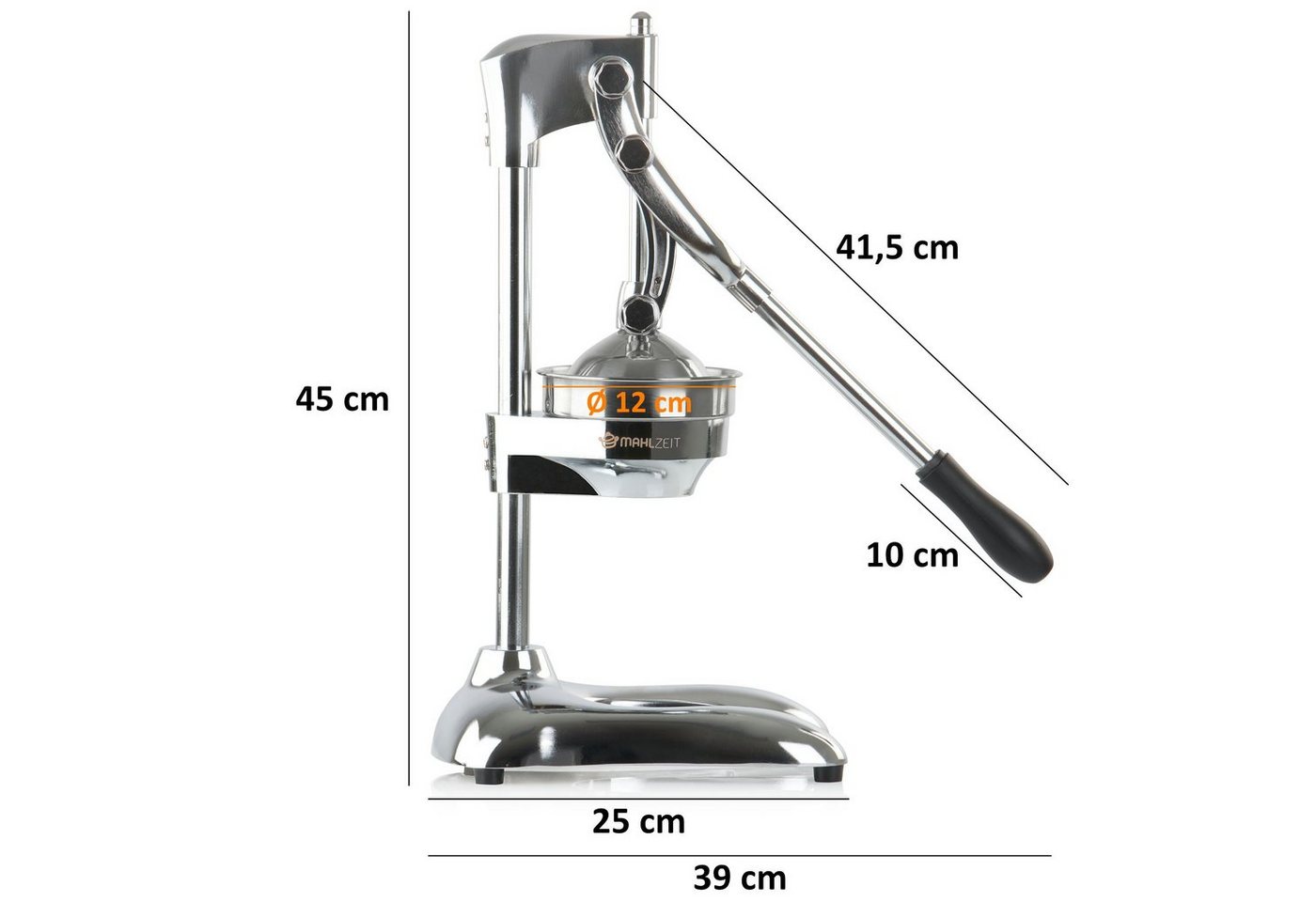 Mahlzeit Entsafter Edelstahl Saftpresse CORDOBA, silber, manueller Entsafter, für hartes Obst und Gemüse, sehr leise, leichte Reinigung Bild 5