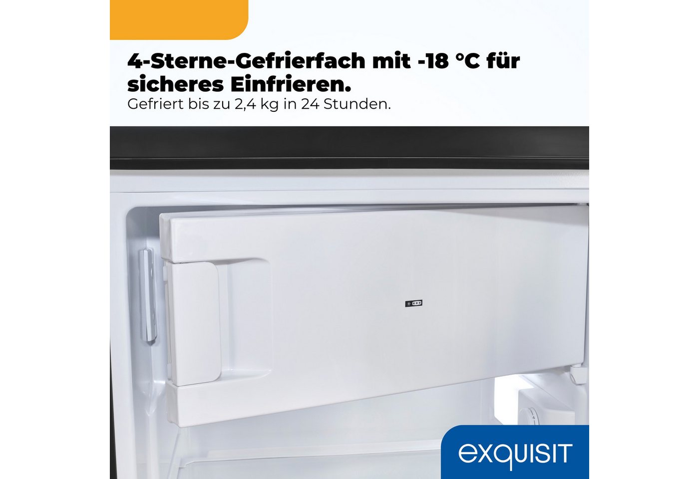 exquisit Kühlschrank KS516-4-E-040E, 85 cm hoch, 56 cm breit, 109 l Nutzinhalt, LED Beleuchtung, 40 dB Geräusch, Geräuschklasse C Bild 2