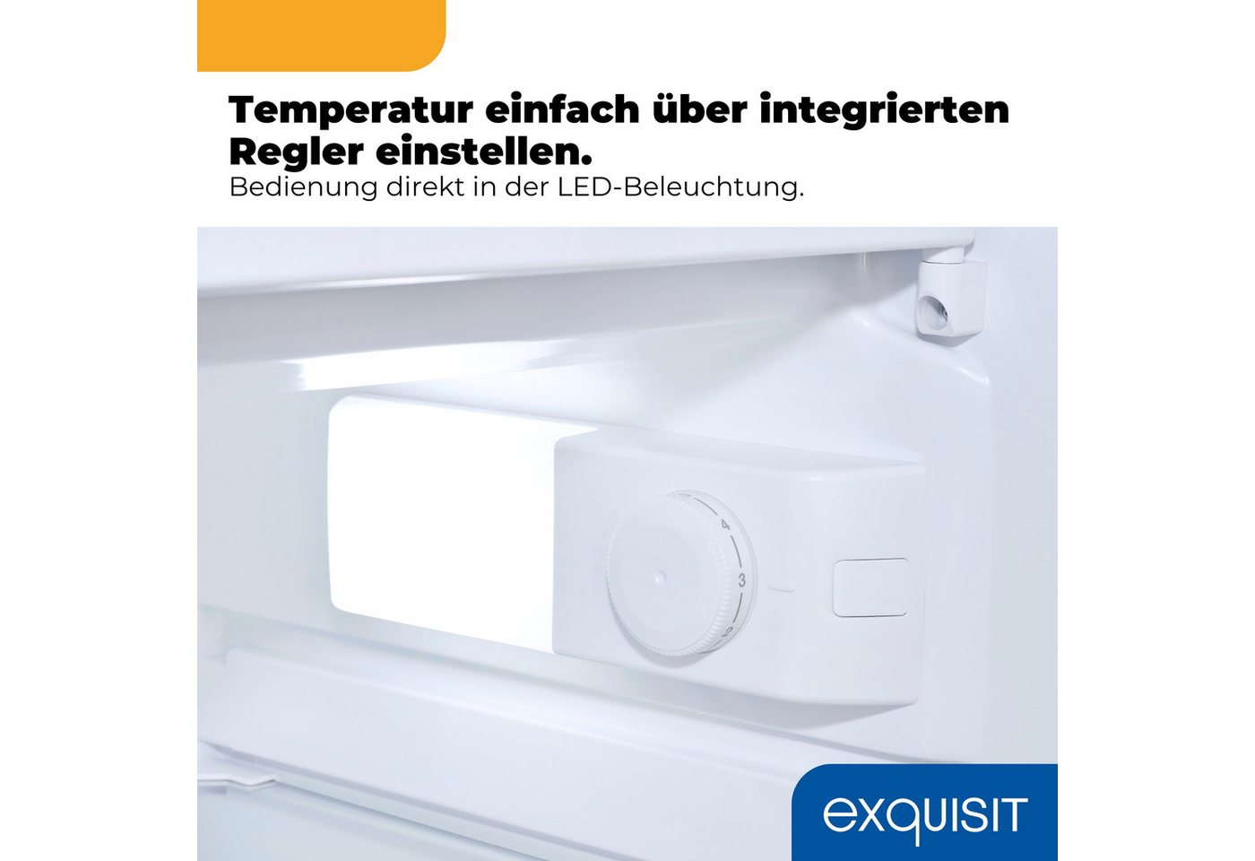 exquisit Kühlschrank KS516-4-E-040E, 85 cm hoch, 56 cm breit, 109 l Nutzinhalt, LED Beleuchtung, 40 dB Geräusch, Geräuschklasse C Bild 5
