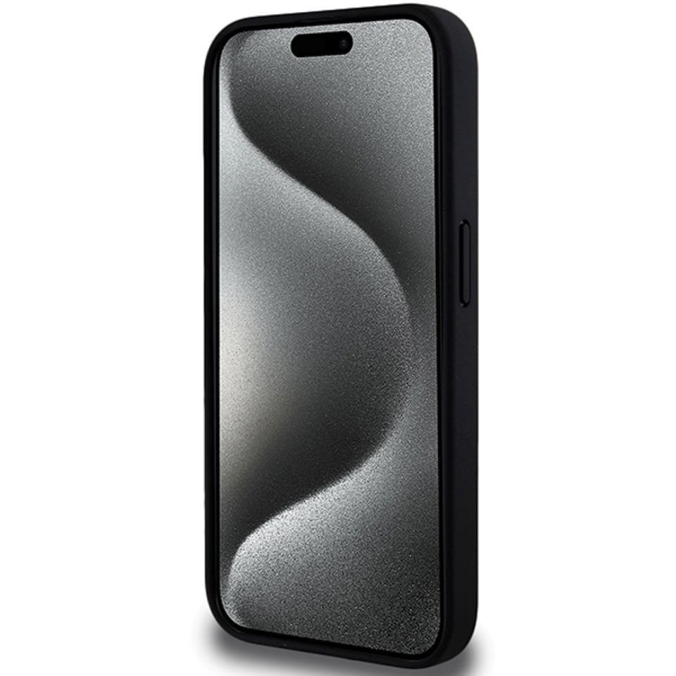 BMW Handyhülle Hardcase iPhone 15 Pro schwarz Logo Metall Kunstleder 6,1 Zoll, Kantenschutz Bild 2