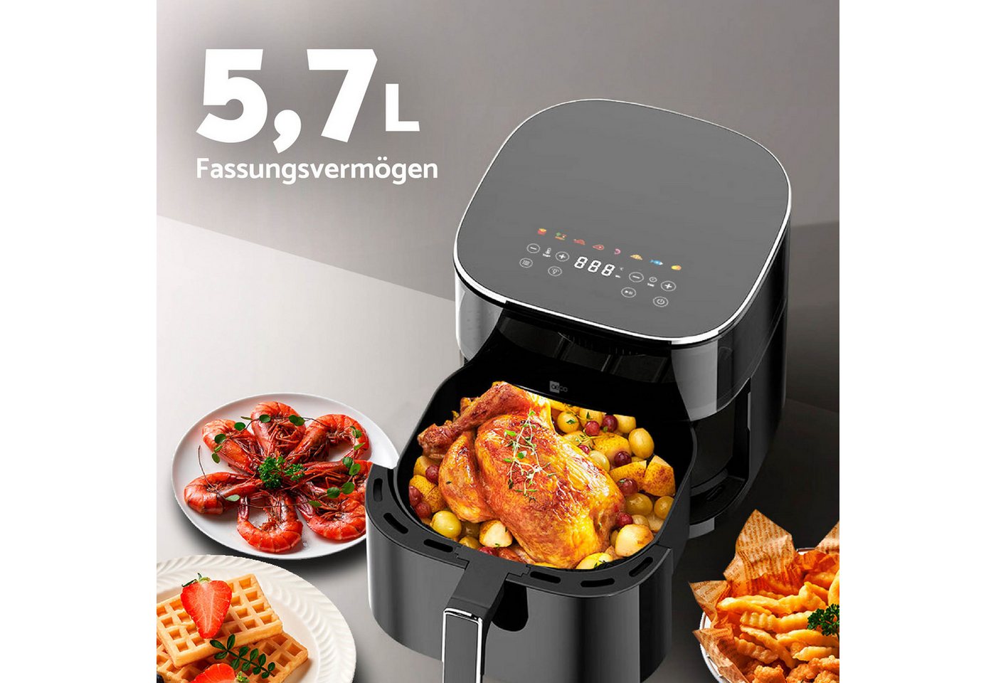 AECO Heißluftfritteuse, 1700 W, Rezeptheft Bild 4