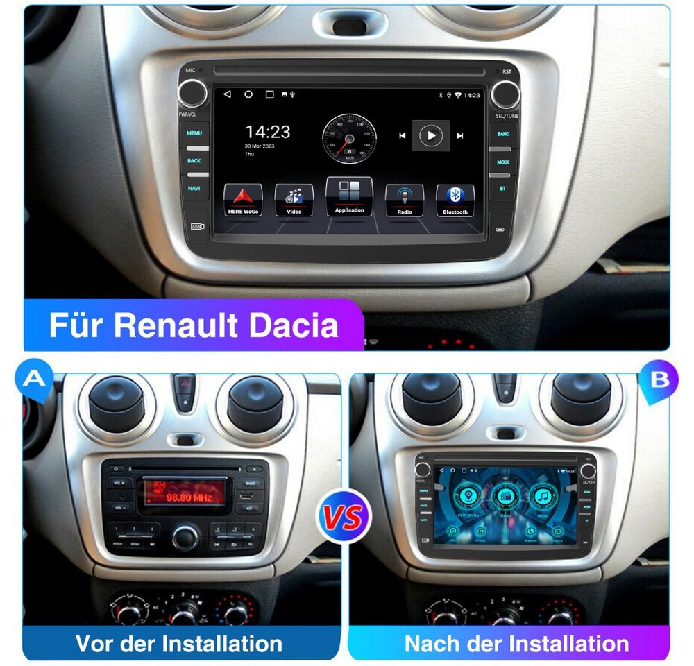 ESSGOO 7" Android 15 Für Renault Captur Dacia Duster Dokker Logan Sandero Autoradio (RDS, 2+64GB(optional), FM, DAB+ (optional), GPS Navi Carplay Android Auto Bluetooth EQ USB WIFI Touchscreen SWC) Bild 2