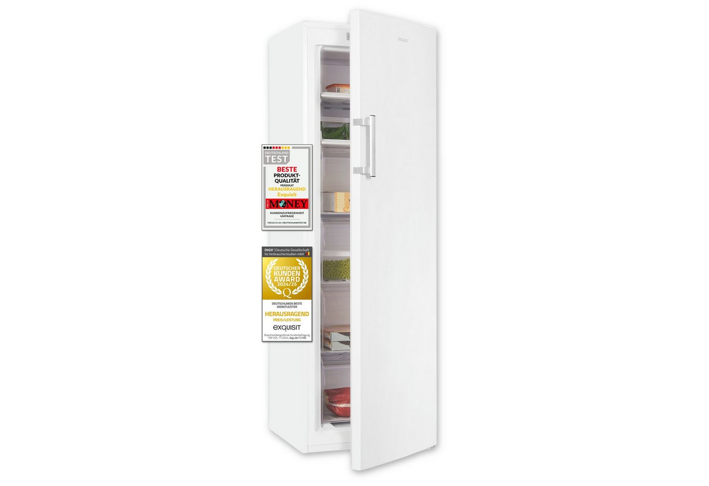 exquisit Gefrierschrank GS5271-NF-H-040E weiss, 170 cm hoch, 54.5 cm breit, 204 Liter Nutzinhalt, 4-Sterne-Gefrieren, No-Frost Bild 3