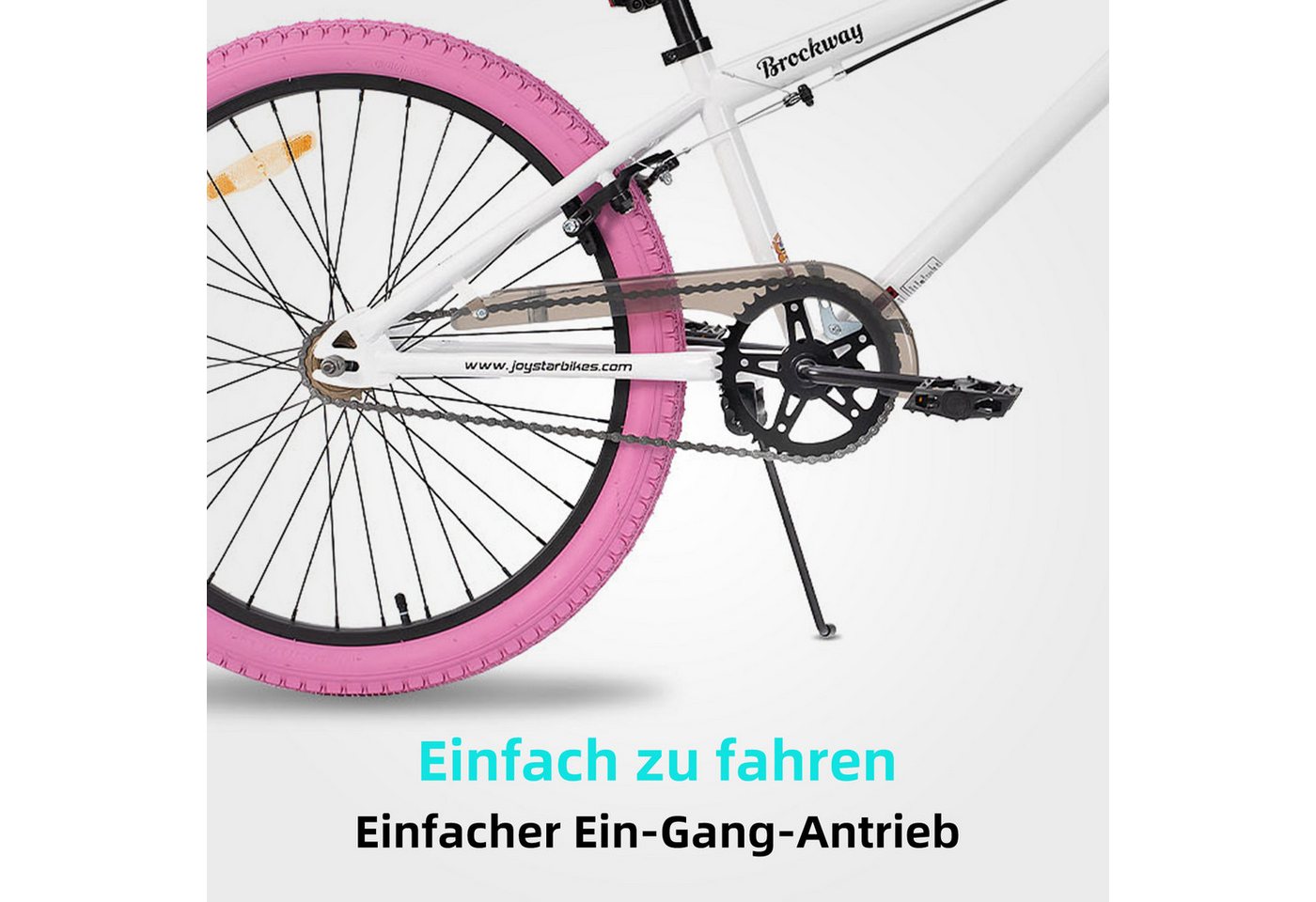 JOYSTAR Kinderfahrrad 20 Zoll BMX Fahrrad für Jungen Mädchen im Alter von 7-12 Jahren, Freestyle, Doppelbremsen, 2 pegs, Kettenschutz, Singlespeed Bild 3