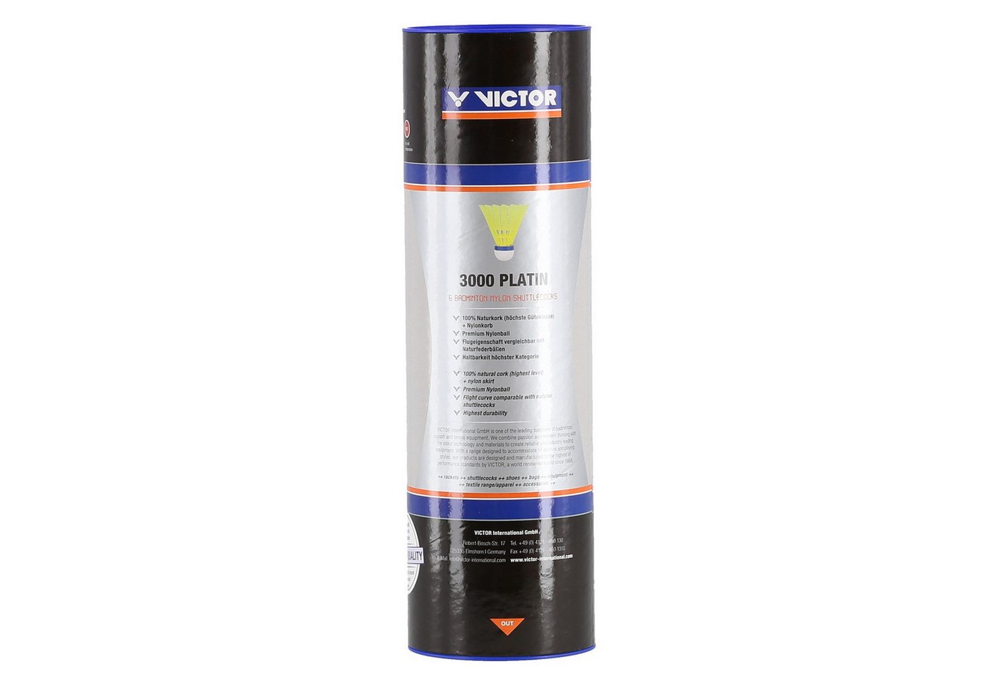 VICTOR Badmintonball Shuttle 3000 Nylon Dose gelb 6er, Geschwindigkeit: mittel