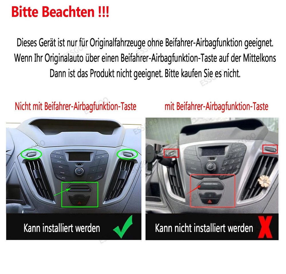 ESSGOO 9'' Autoradio Android 15 Für Ford Transit Custom 2012-2023 Carplay GPS Autoradio (RDS, 4+64GB(optional), Digitalradio (DAB), FM, AM, Carplay Android Auto Bluetooth EQ USB GPS Navi WIFI Touchscreen) Bild 5