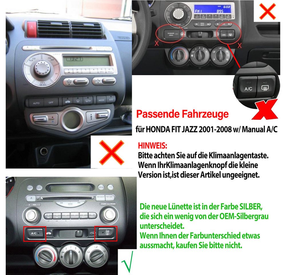 ESSGOO Für Honda Jazz Fit 2002-2007 Android 15 Carplay Android Auto Autoradio (RDS, Digitalradio (DAB), FM, AM, Carplay Android Auto Navi WIFI BT SWC)