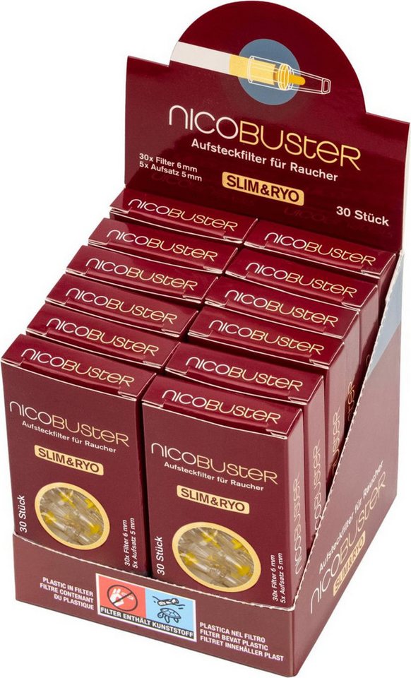 Nicobuster Filter-Set slim & ryo Aufsteckfilter für Filterhülsen inkl. Hölzer, Zubehör für Aufsteckfilter sind perfekt für Slim Zigaretten und Selbstgedrehte, für Slim Zigaretten 5mm und 6mm Bild 2