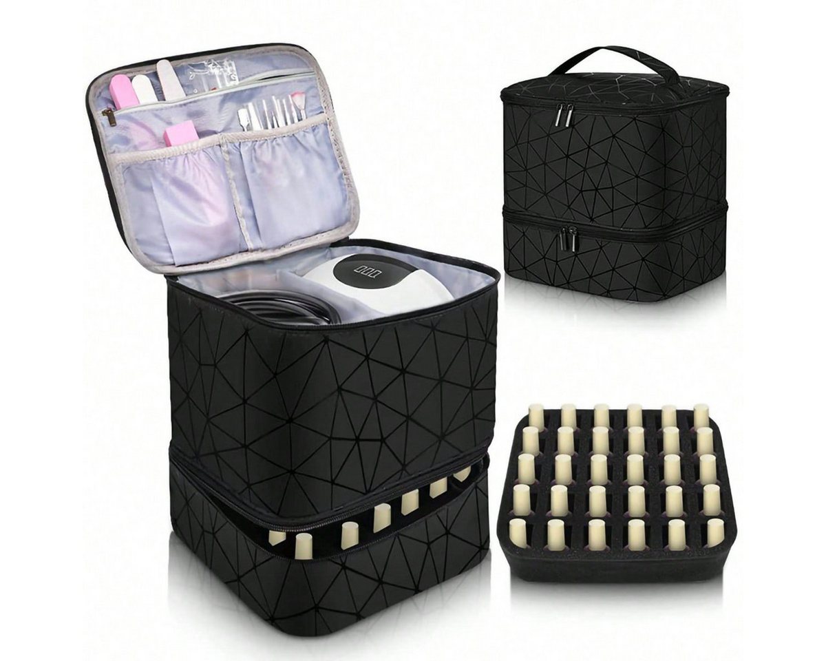 LIANNA Nagellackhalter Kosmetiktasche mit Doppellagigem Nagellack-Organizer und Griff, (bis 90 Zoll, Set, 1-tlg., Praktische Aufbewahrung für verschiedene Anlässe, ideal für Reisen, Große Kapazität, geeignet für Nagellack, mit Waschbeutelfunktion) Bild 2