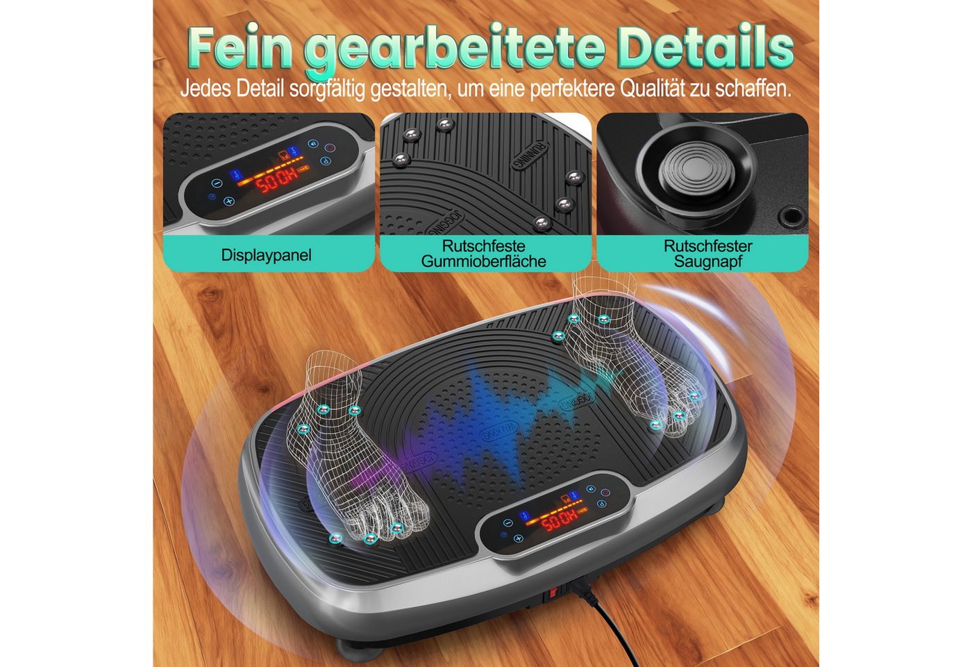 VOWVIT Vibrationsplatte Niedrig-Impakt-Vibrationsplatte, 199 Intensitätsstufen, (1 tlg), Heimtrainingsgerät zum Fettverbrennen & Muskelstraffung