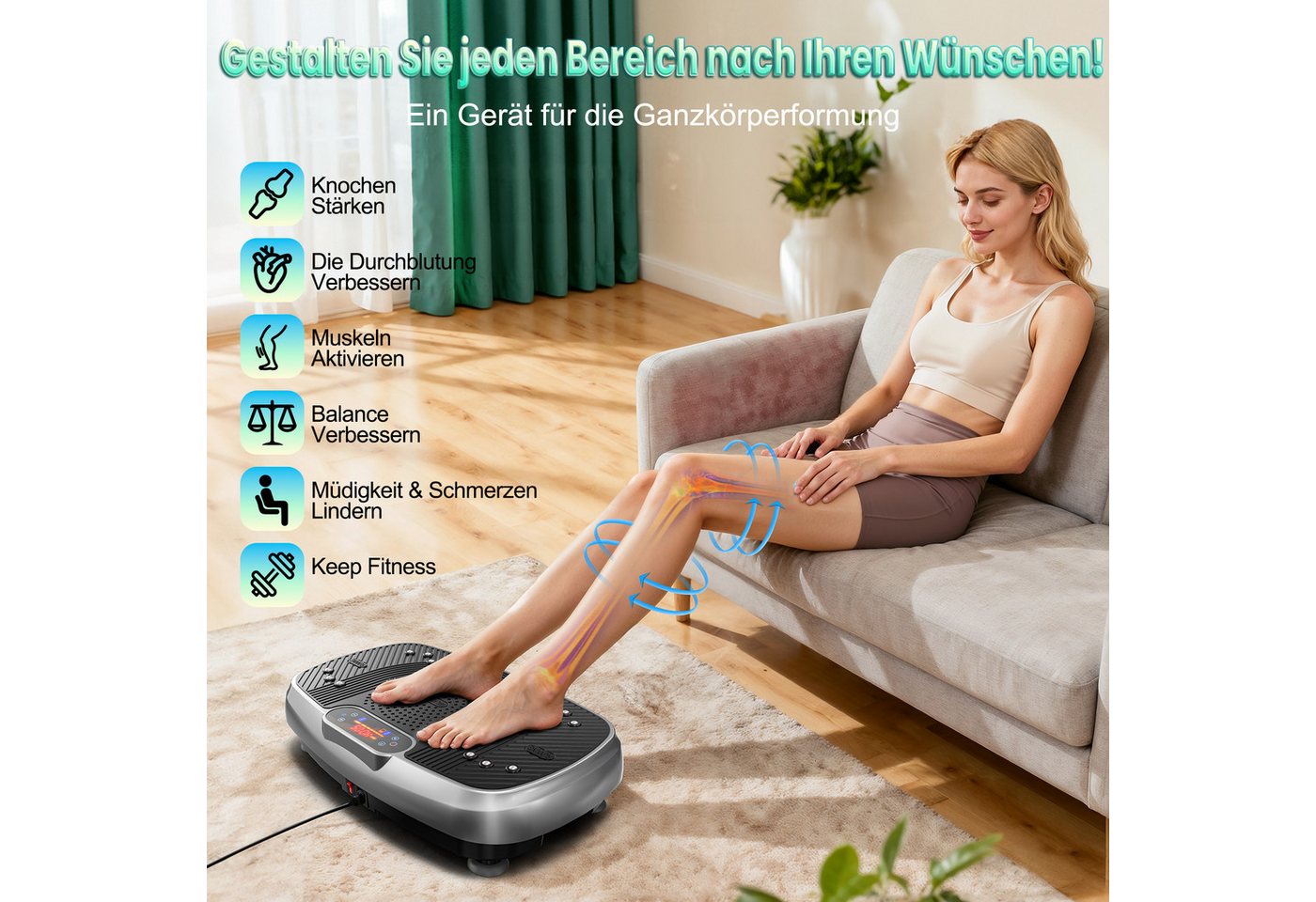 VOWVIT Vibrationsplatte Niedrig-Impakt-Vibrationsplatte, 199 Intensitätsstufen, (1 tlg), Heimtrainingsgerät zum Fettverbrennen & Muskelstraffung Bild 2