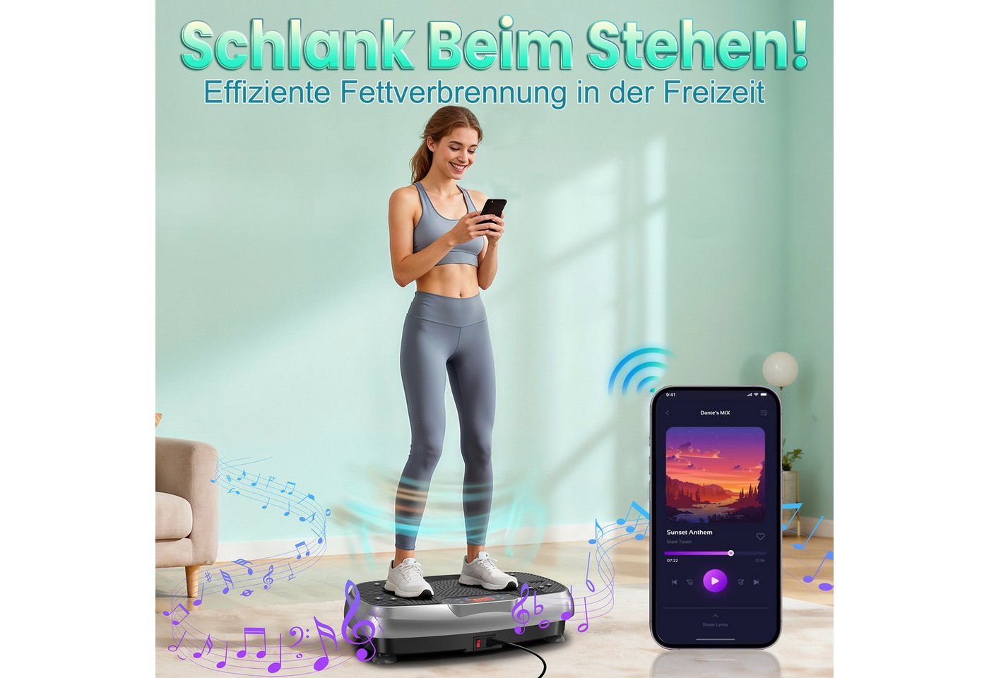 VOWVIT Vibrationsplatte Niedrig-Impakt-Vibrationsplatte, 199 Intensitätsstufen, (1 tlg), Heimtrainingsgerät zum Fettverbrennen & Muskelstraffung Bild 5