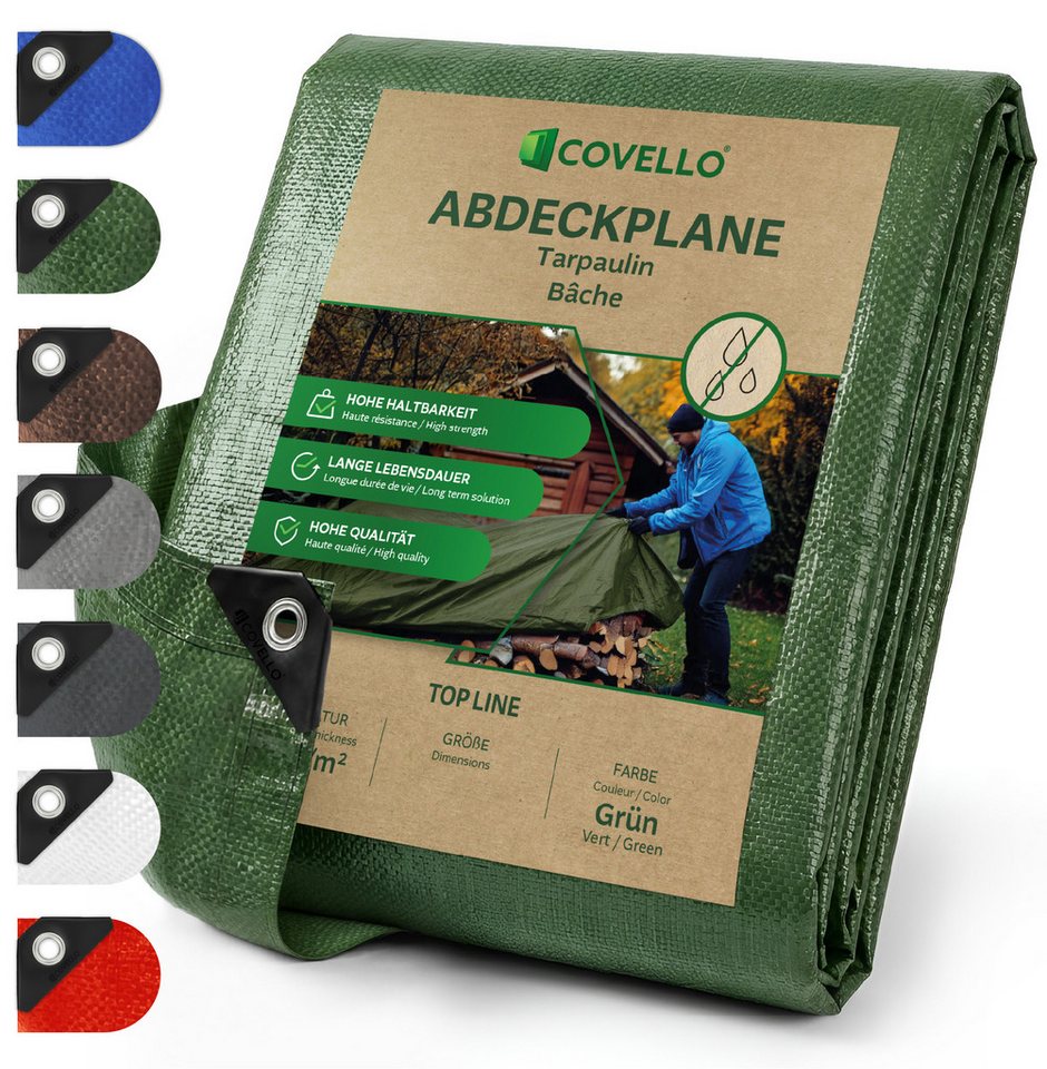 Covello Schutzplane 260g/m² grün, Abdeckplane mit Ösen wasserdicht, Plane UV-stabilisiert in vielen verschiedenen Farben & Größen Bild 4