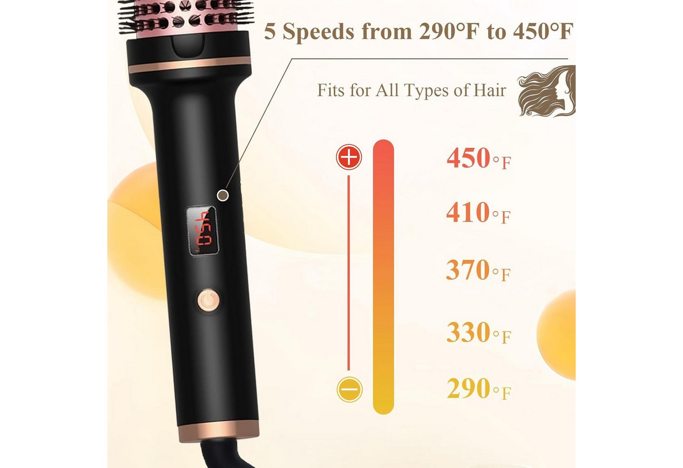 FELIXLEO Haartrockner 3in1 Thermal Brush 38mm Haartrockner Volumiser Ionen 5 Stufen
