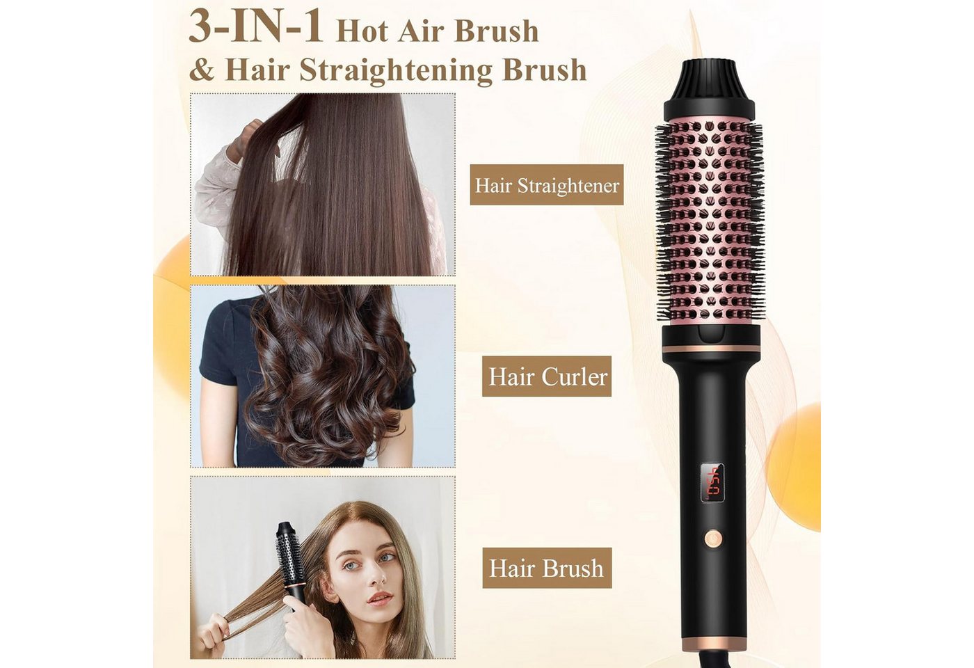 FELIXLEO Haartrockner 3in1 Thermal Brush 38mm Haartrockner Volumiser Ionen 5 Stufen Bild 3