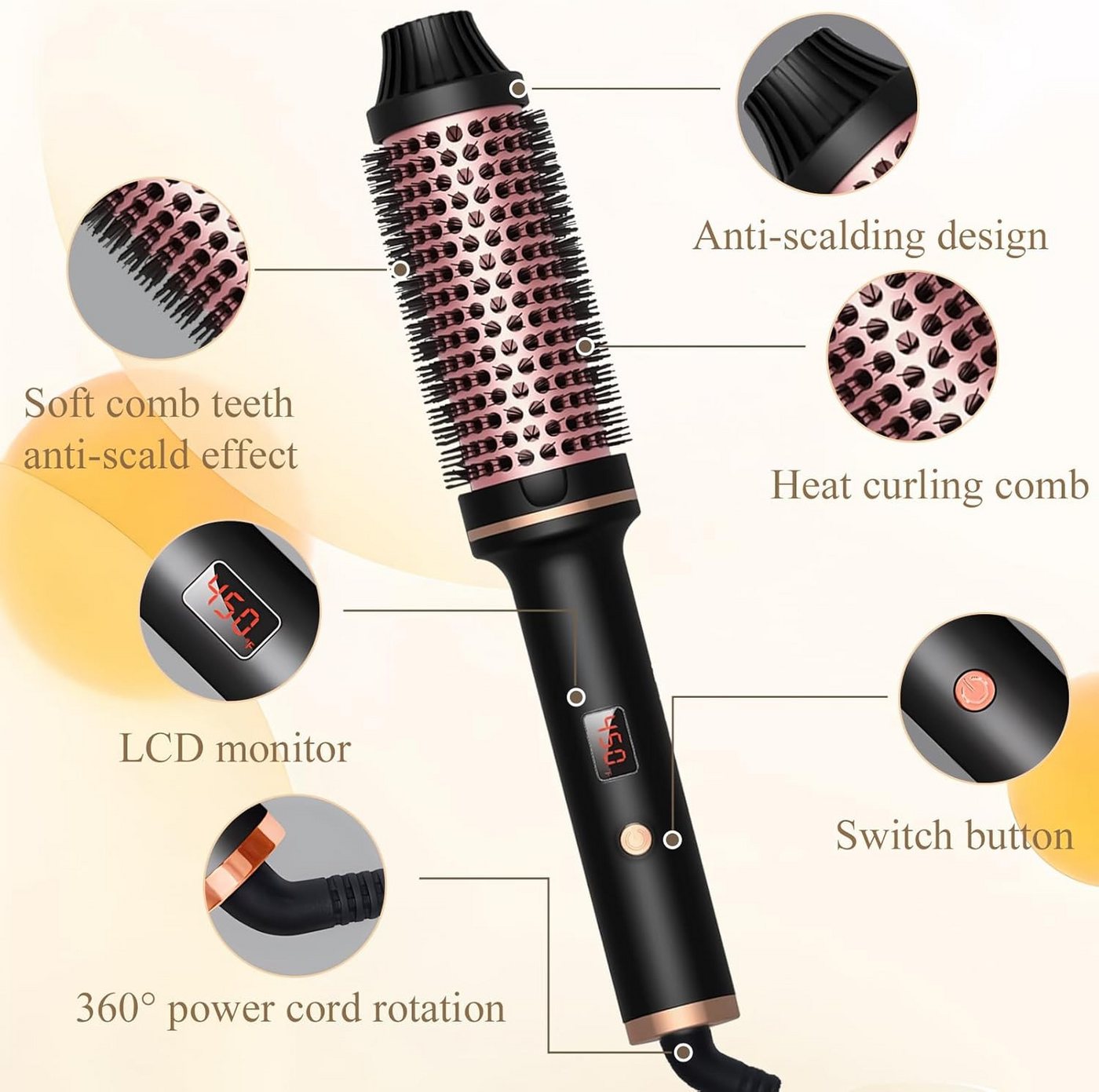 FELIXLEO Haartrockner 3in1 Thermal Brush 38mm Haartrockner Volumiser Ionen 5 Stufen Bild 4