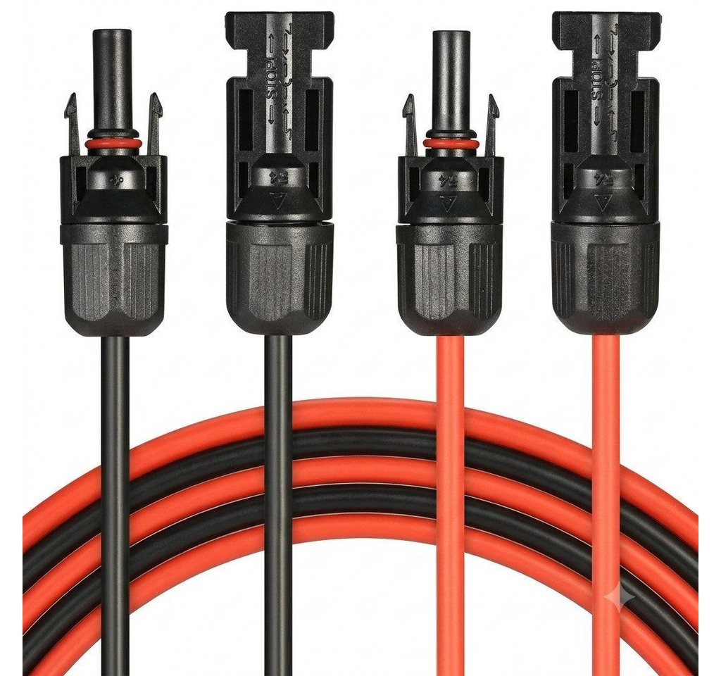 solartronics Doppelpack 4mm² Solar Verlängerungskabel mit Solarstecker Rot/Schwarz Solarkabel, (150 cm)