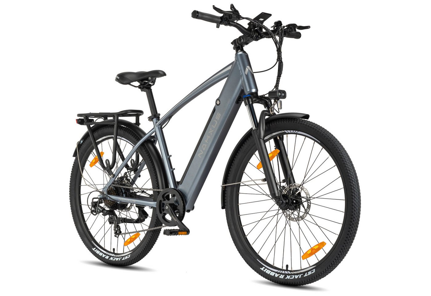 Vankel E-Bike Trekkingrad 27,5 Zoll Trekkingrad für Damen und Herren, 7 Gang, 450Wh max.70Km, 7 Gang Schimano Schaltwerk, Kettenschaltung, Heckmotor, 450 Wh, City Pedelec mit digitalem Display, leicht und aufladbar Bild 2