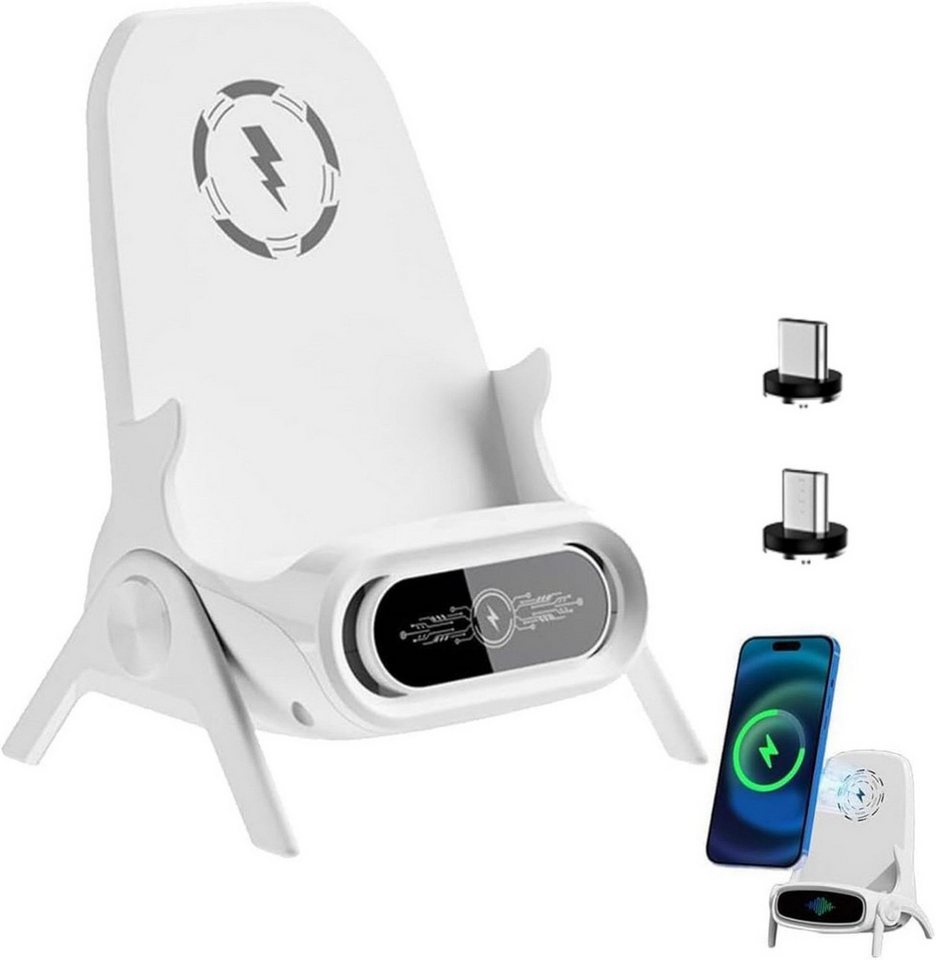 ibettertec 2026 Wireless Charger Handyhalterung, Kabelloses Ladegerät mit Induktions-Ladegerät (Verstellbarem Standfuß, Qi Fast Charging Ladestation mit USB-C, mit Micro-USB Adapter für iPhone Samsung Huawei, magnetisches kabelloses Laden) Bild 4