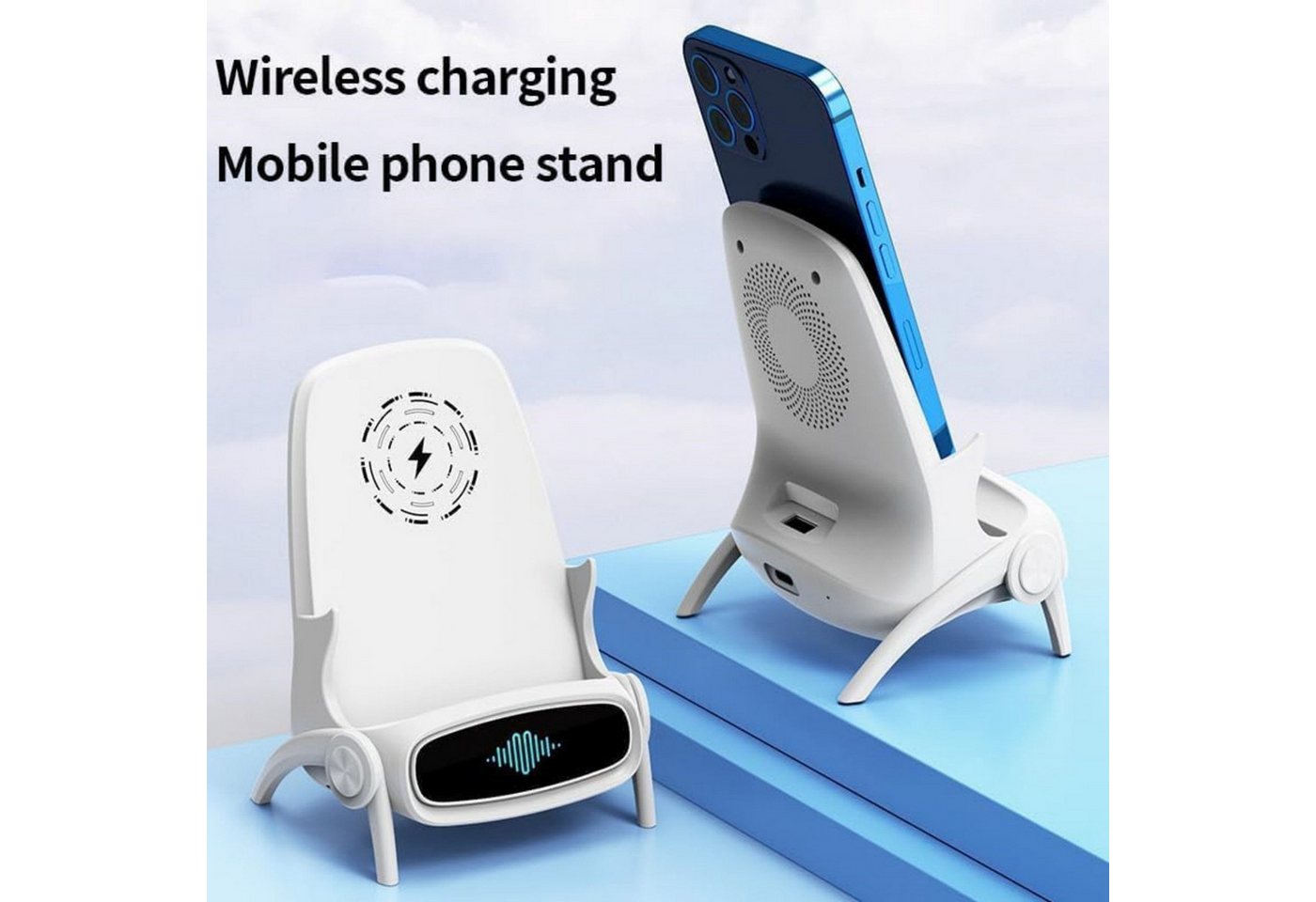 ibettertec 2026 Wireless Charger Handyhalterung, Kabelloses Ladegerät mit Induktions-Ladegerät (Verstellbarem Standfuß, Qi Fast Charging Ladestation mit USB-C, mit Micro-USB Adapter für iPhone Samsung Huawei, magnetisches kabelloses Laden) Bild 5