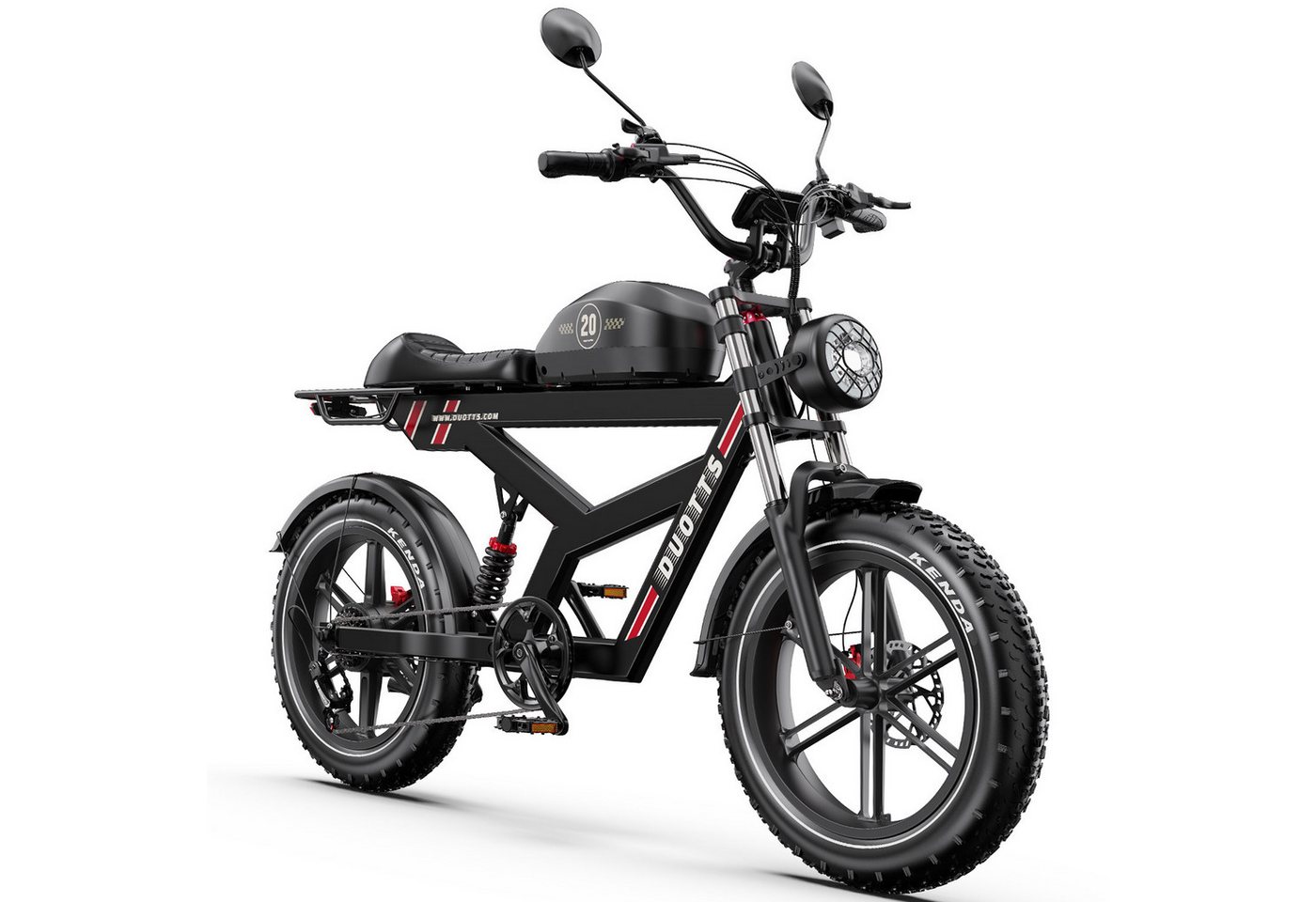 DUOTTS E-Bike Cityrad E-Fahrrad Max.140km, APP-Sicherheit 1404wh 20×4,0 Zoll Pedelec, Kettenschaltung, Heckmotor, 1404 Wh, E-Bikes mit Vollfederung, hydraulischen Bremsen & Shimano 7-Gang Bild 3