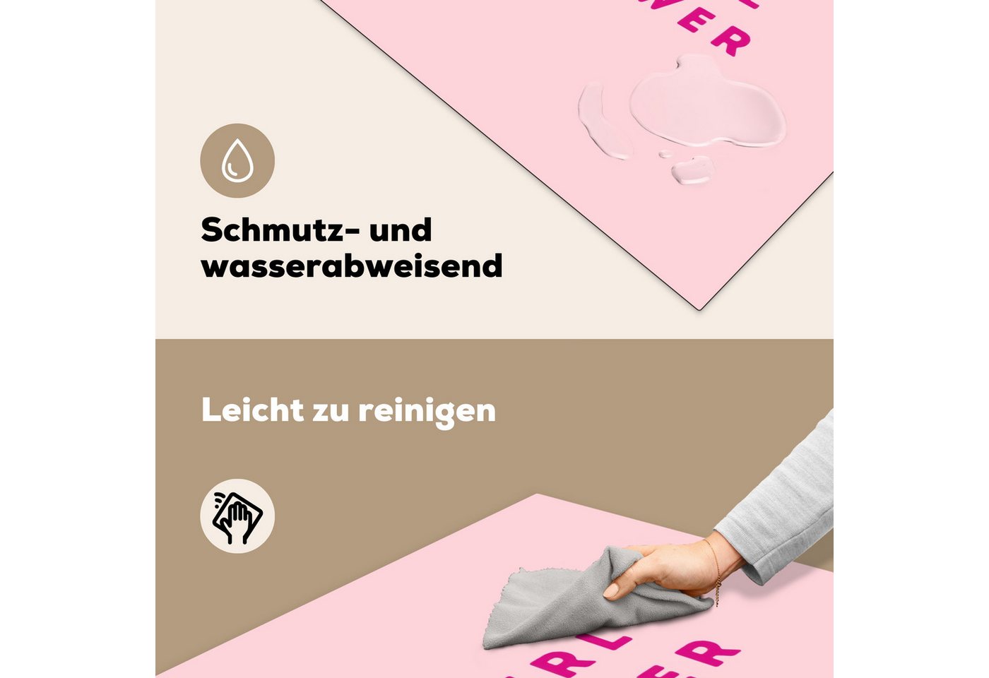 MuchoWow Herd-Abdeckplatte Girl-Power - Rosa - Herz, Vinyl, (1 tlg), Cerankochfeld Abdeckung, Herd Abdeckplatten Vinyl, 58x59 cm Bild 5