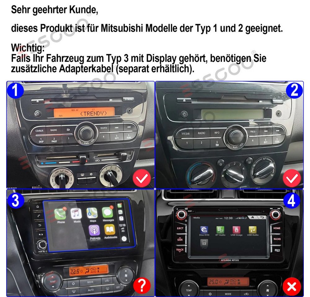 ESSGOO Für Mitsubishi Mirage Space Star Android 15 Navi Carplay Autoradio (RDS, Digitalradio (DAB), FM, AM)