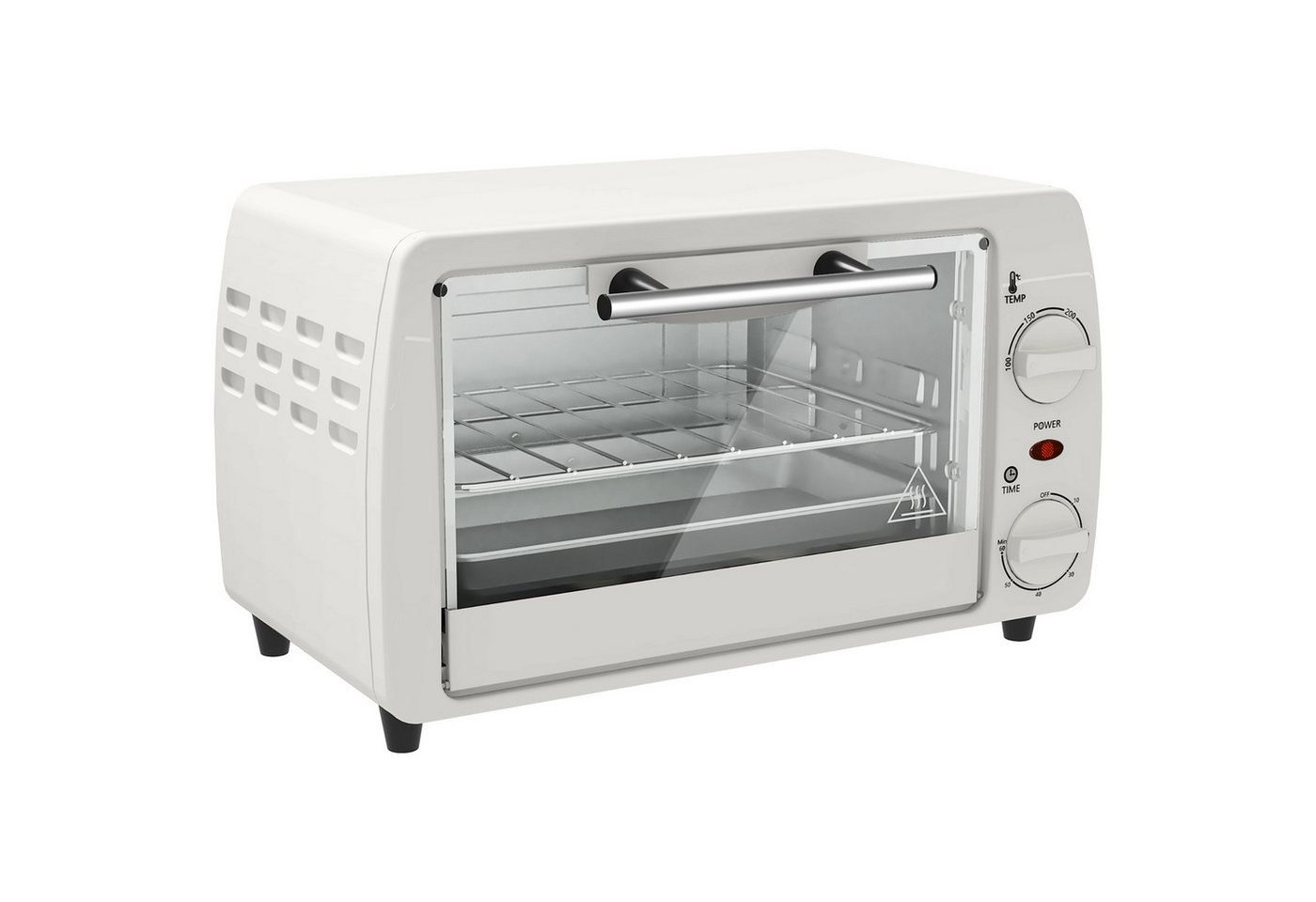ibettertec Toaster Mini-Backofen Toasterofen, 10L, 1 Backblech, 1 Rost, Timer 0-60 Min., 100-230°C, 36,5x26x22 cm, Cremeweiß Bild 4