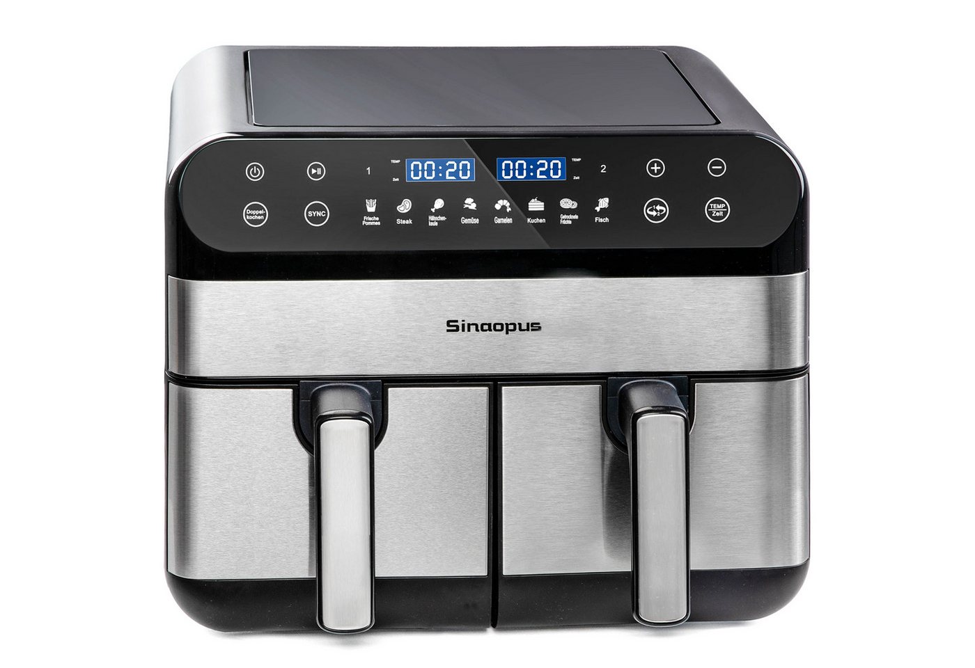 WHEELYOU Heißluftfritteuse 10L Dual-Zone Airfryer – Familienessen & Snacks gleichzeitig knusprig garen, 2400 W, 2 Frittierfächer, SYNC, Doppelkochen, 8 Programme & LED-Touch Bild 2