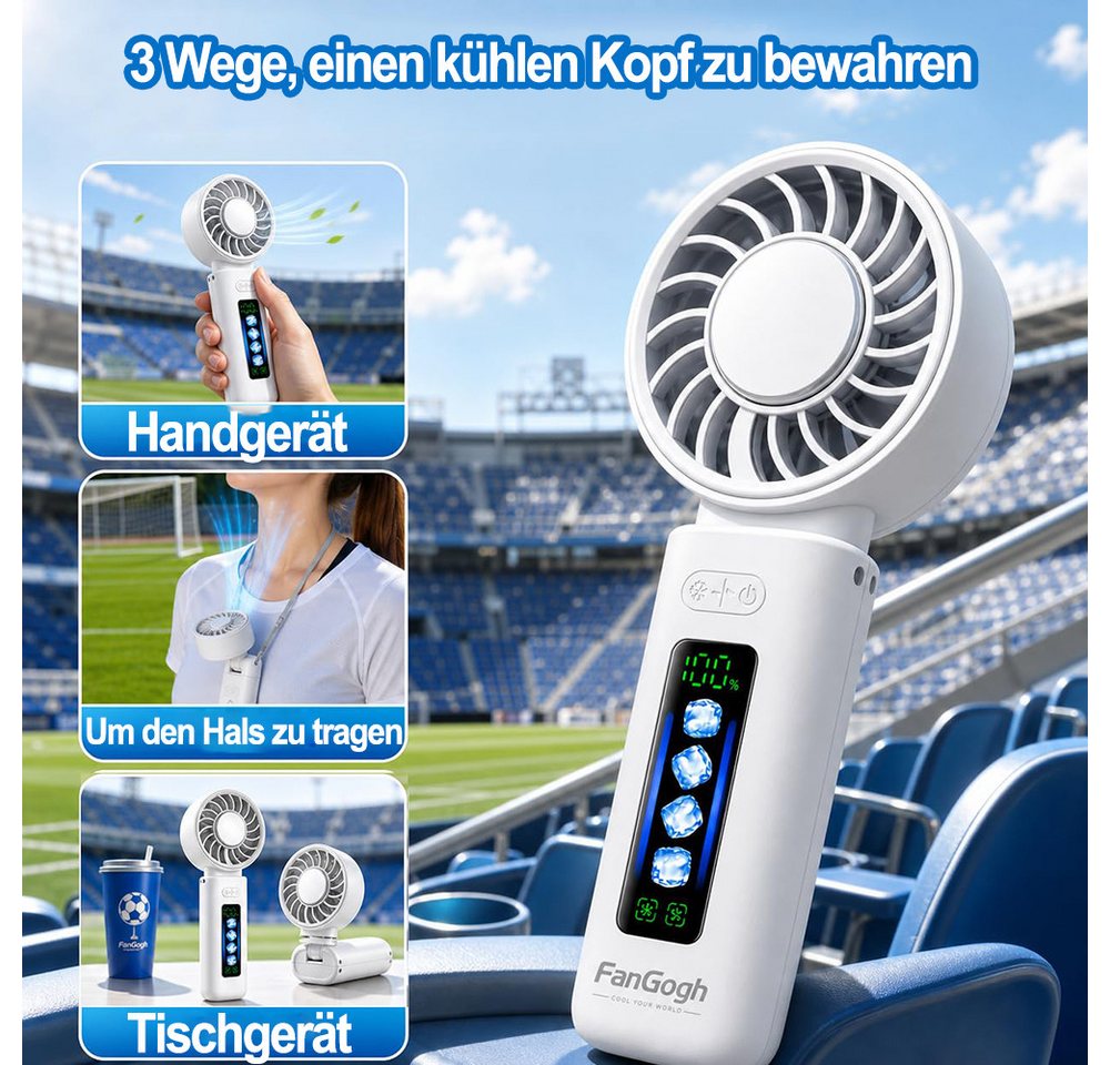 Mrilary Handventilator 3-in-1 Turbinen Ventilator mit Kühlplatte, 4 Stufen, LED Display, mit 4 Stufen, USB-C, LED Display für Büro, Strand, Reise und Outdoor Bild 4